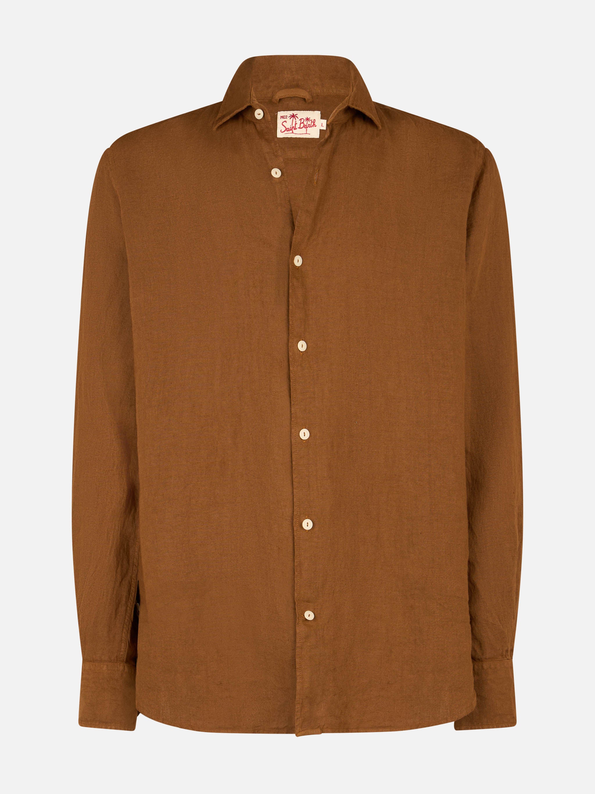 Man Camel Linen Shirt Pamplona Brown