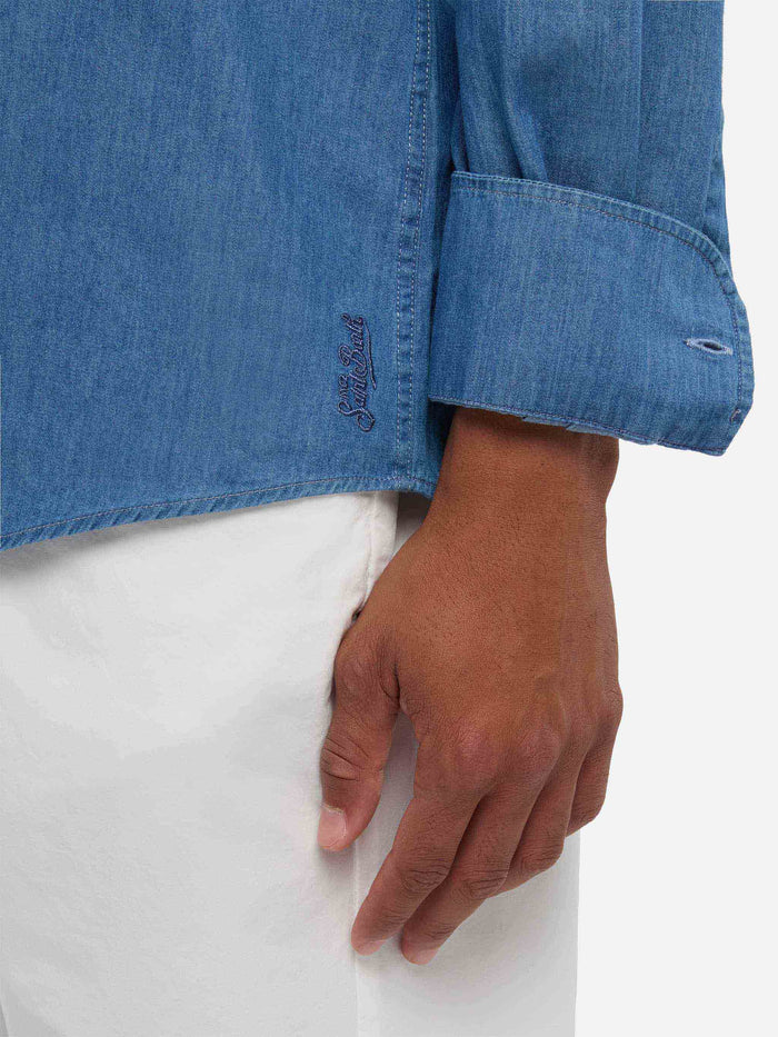 Dark Denim Blue Chambray Shirt Pamplona