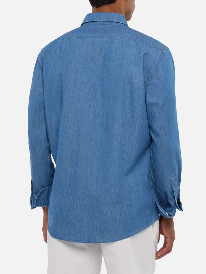 Dark Denim Blue Chambray Shirt Pamplona