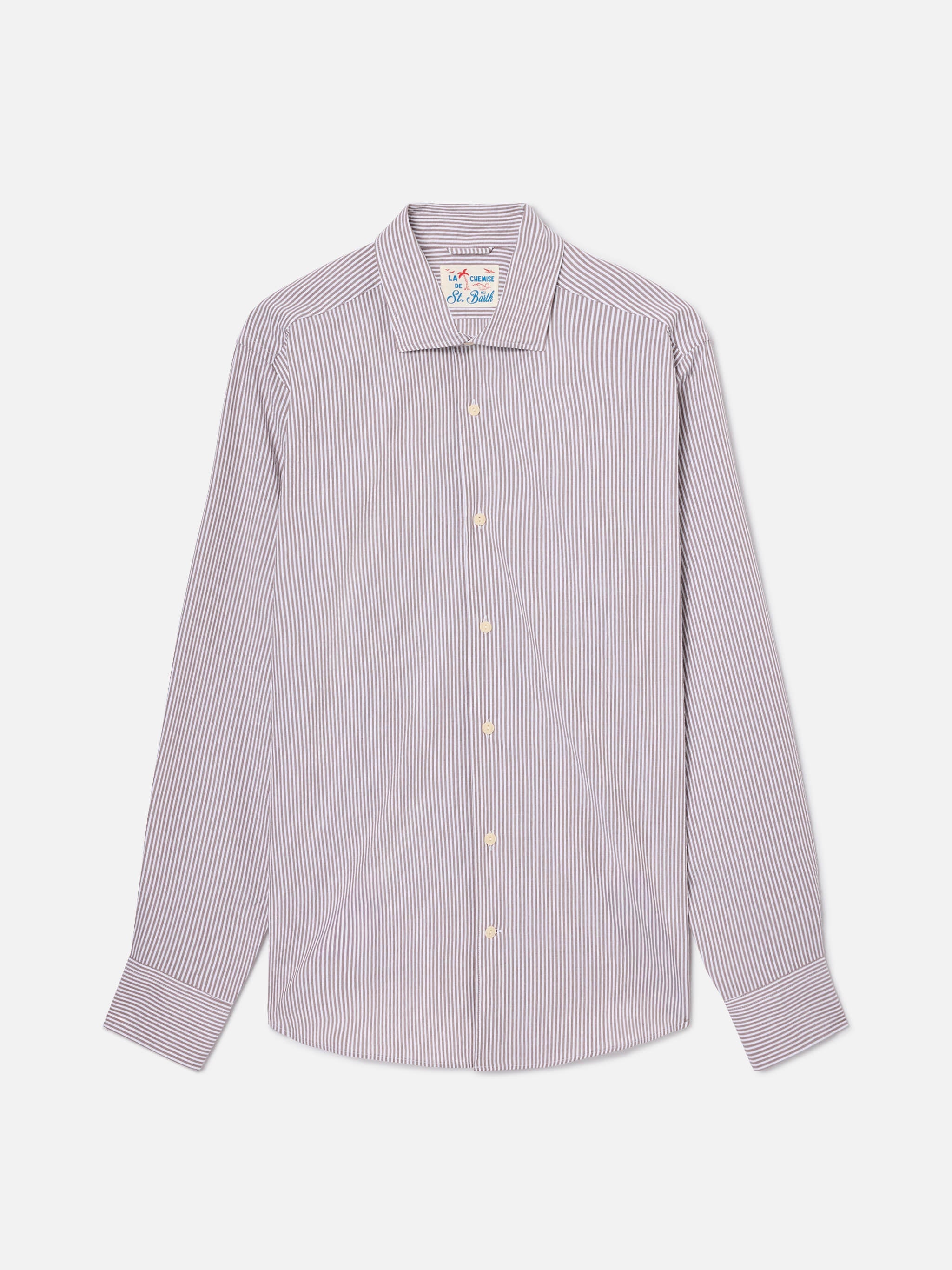 Brown Striped Pamplona Shirt Seersucker
