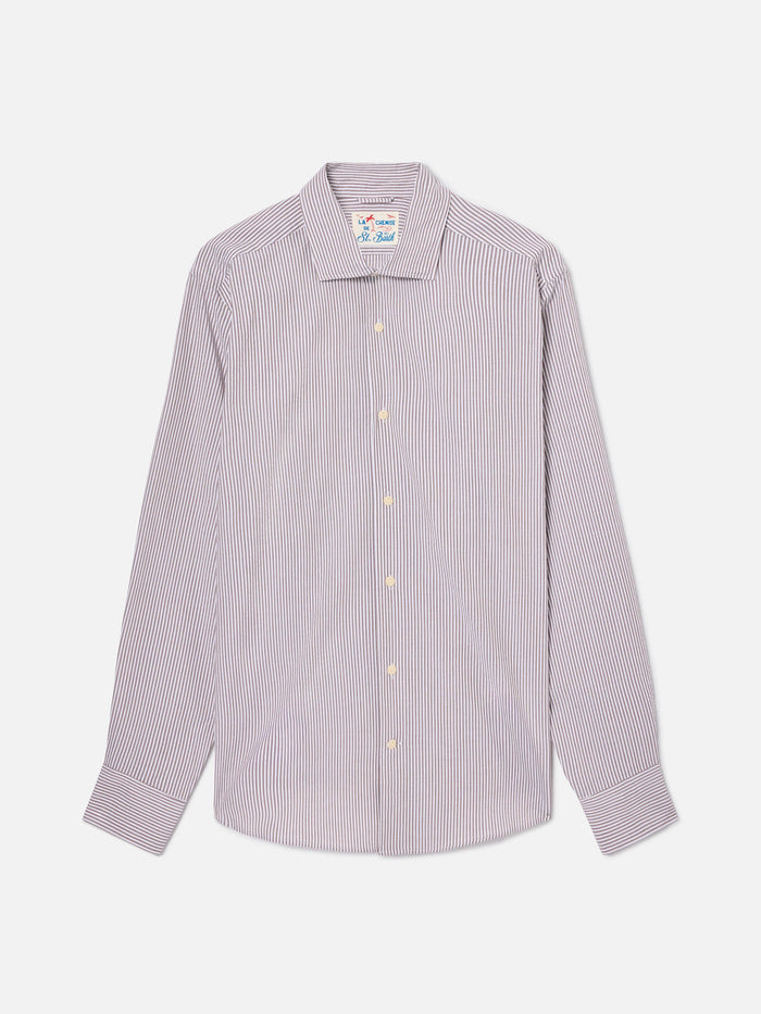 Brown Striped Pamplona Shirt Seersucker