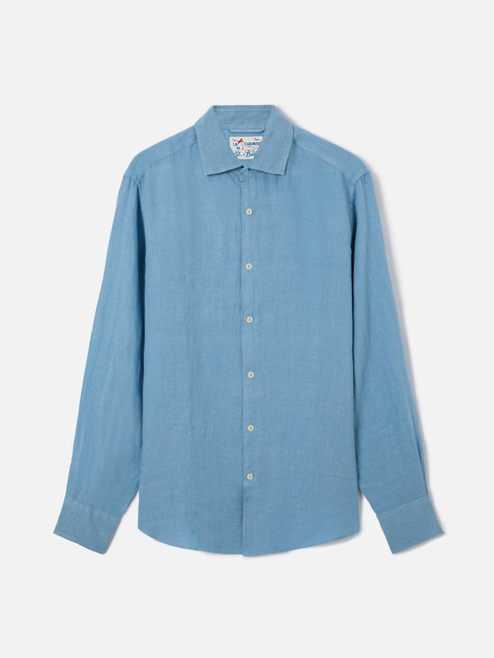 Powder Blue Pamplona Shirt Pure Linen