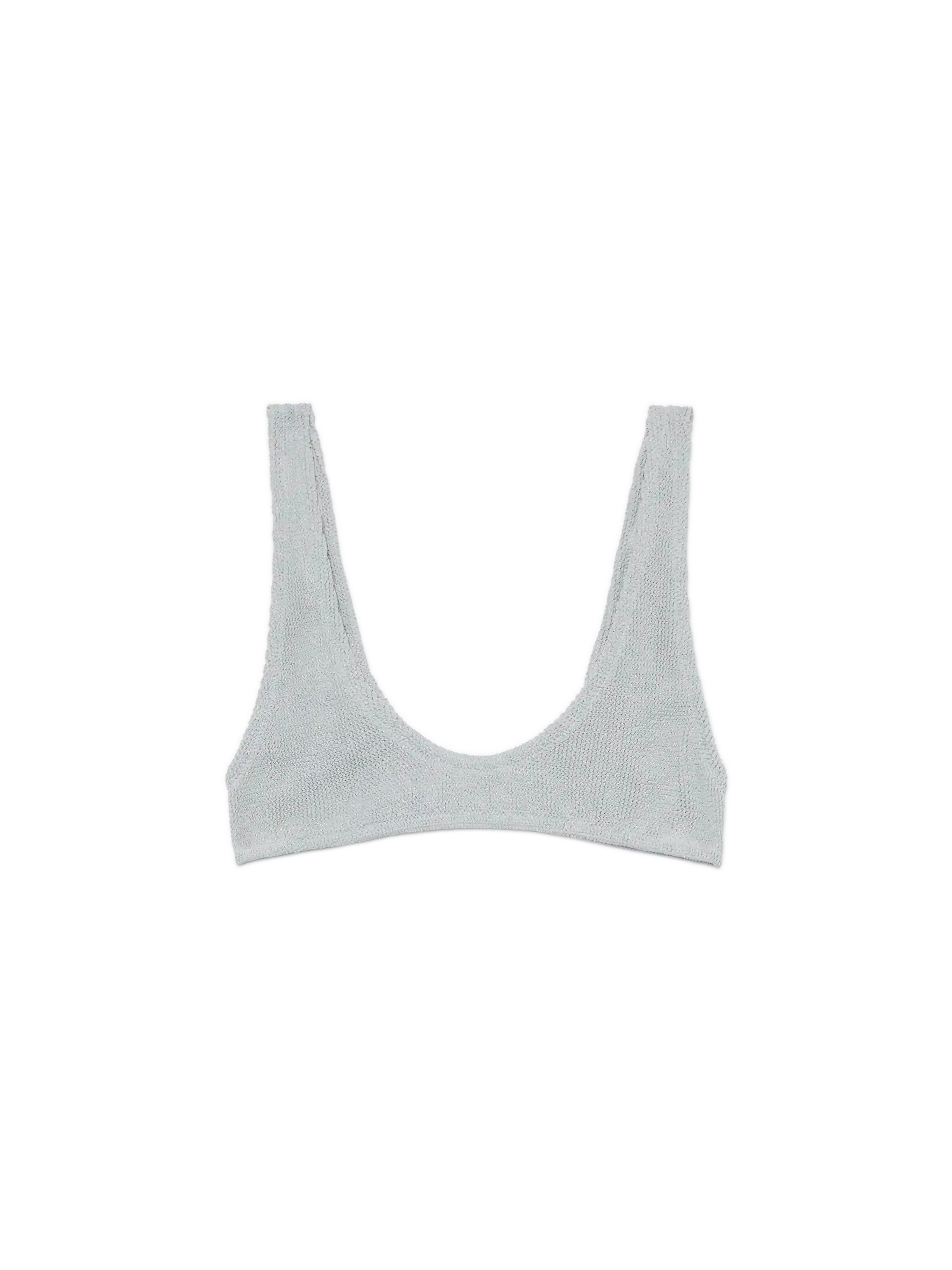 Pamy Lurex Silver Tiny Crinkle Bralette White Top