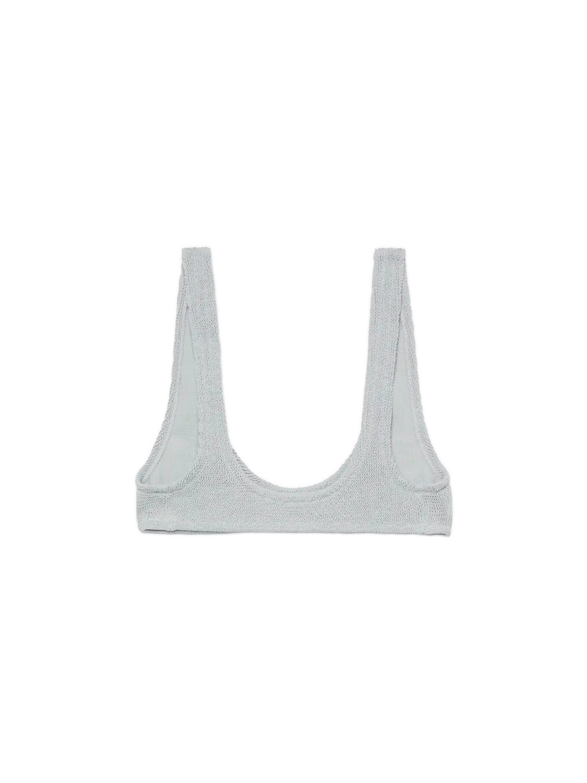 Pamy Lurex Silver Tiny Crinkle Bralette White Top