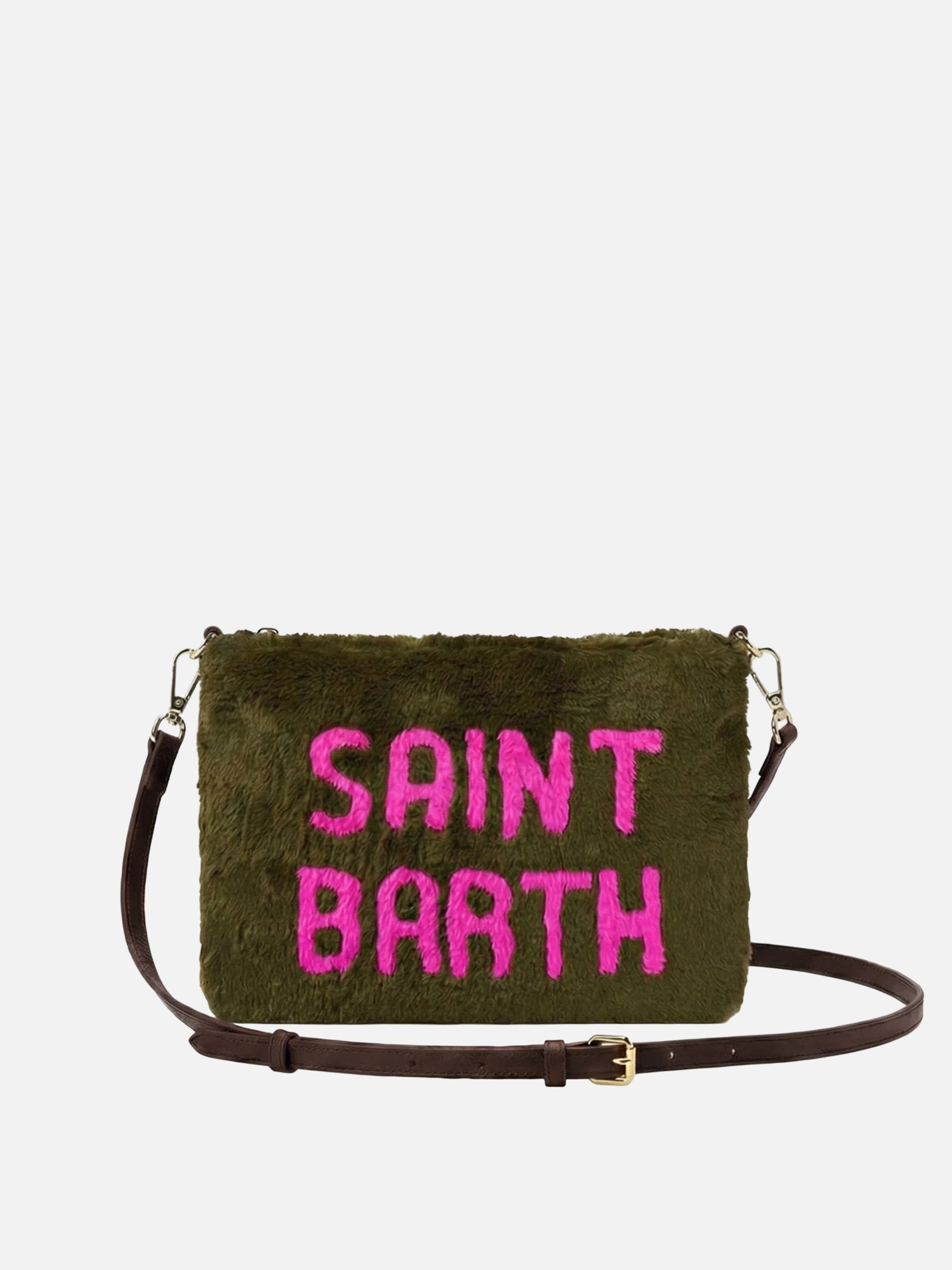 Parisienne Green Faux Fur Cross-Body Pouch Bag Pochette