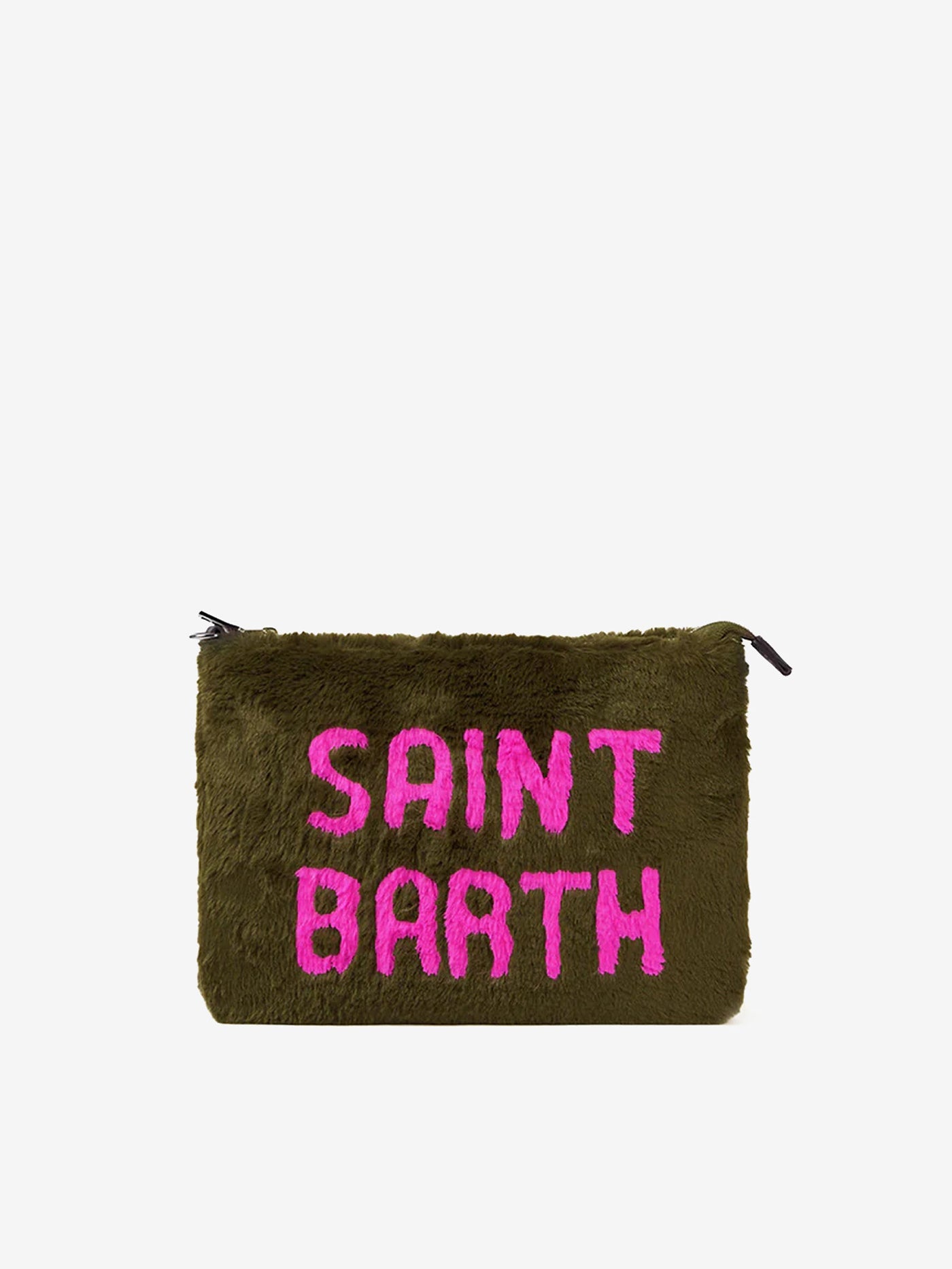 Parisienne Green Faux Fur Cross-Body Pouch Bag Pochette
