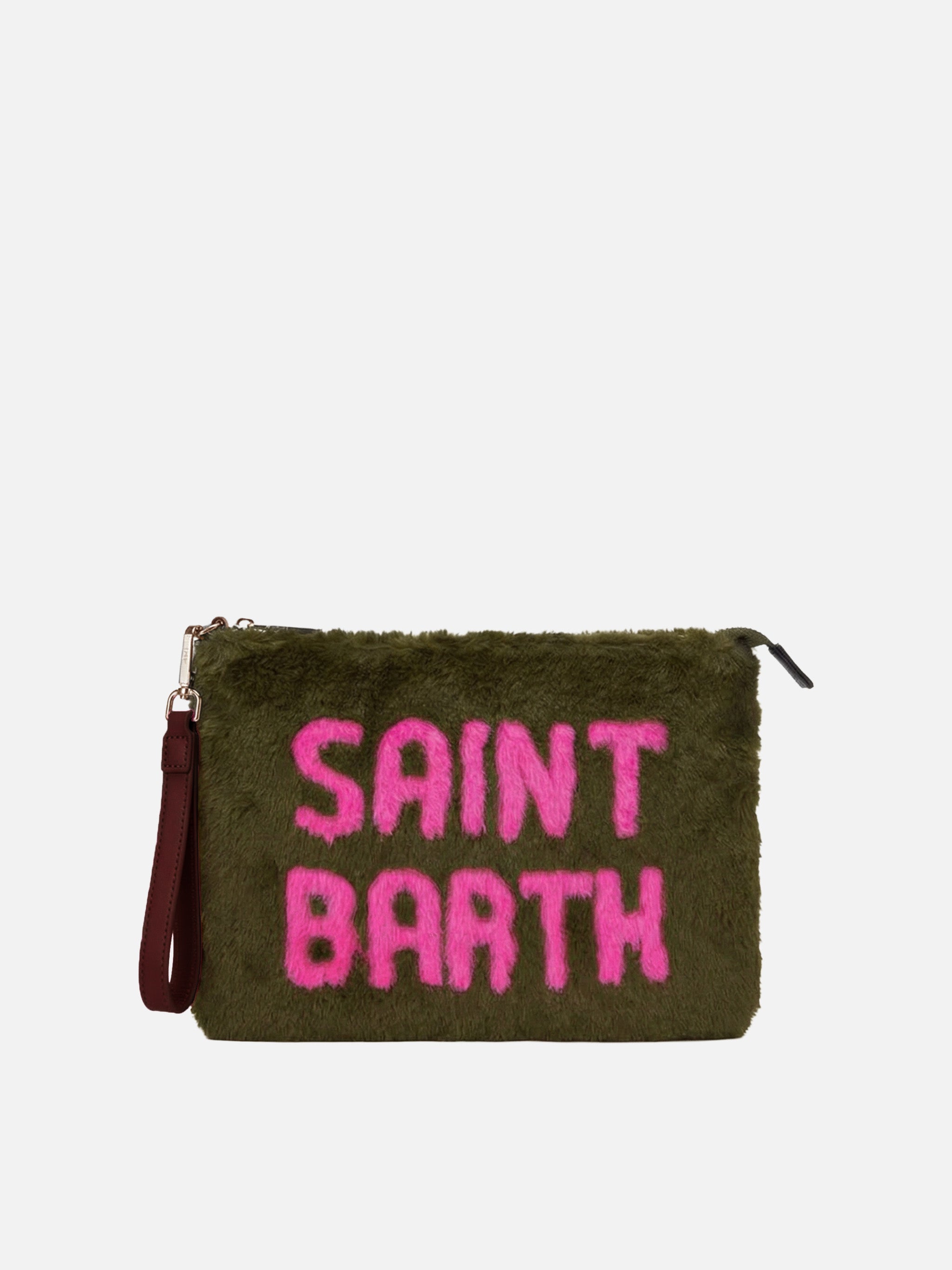 Parisienne Green Faux Fur Cross-Body Pouch Bag Pochette