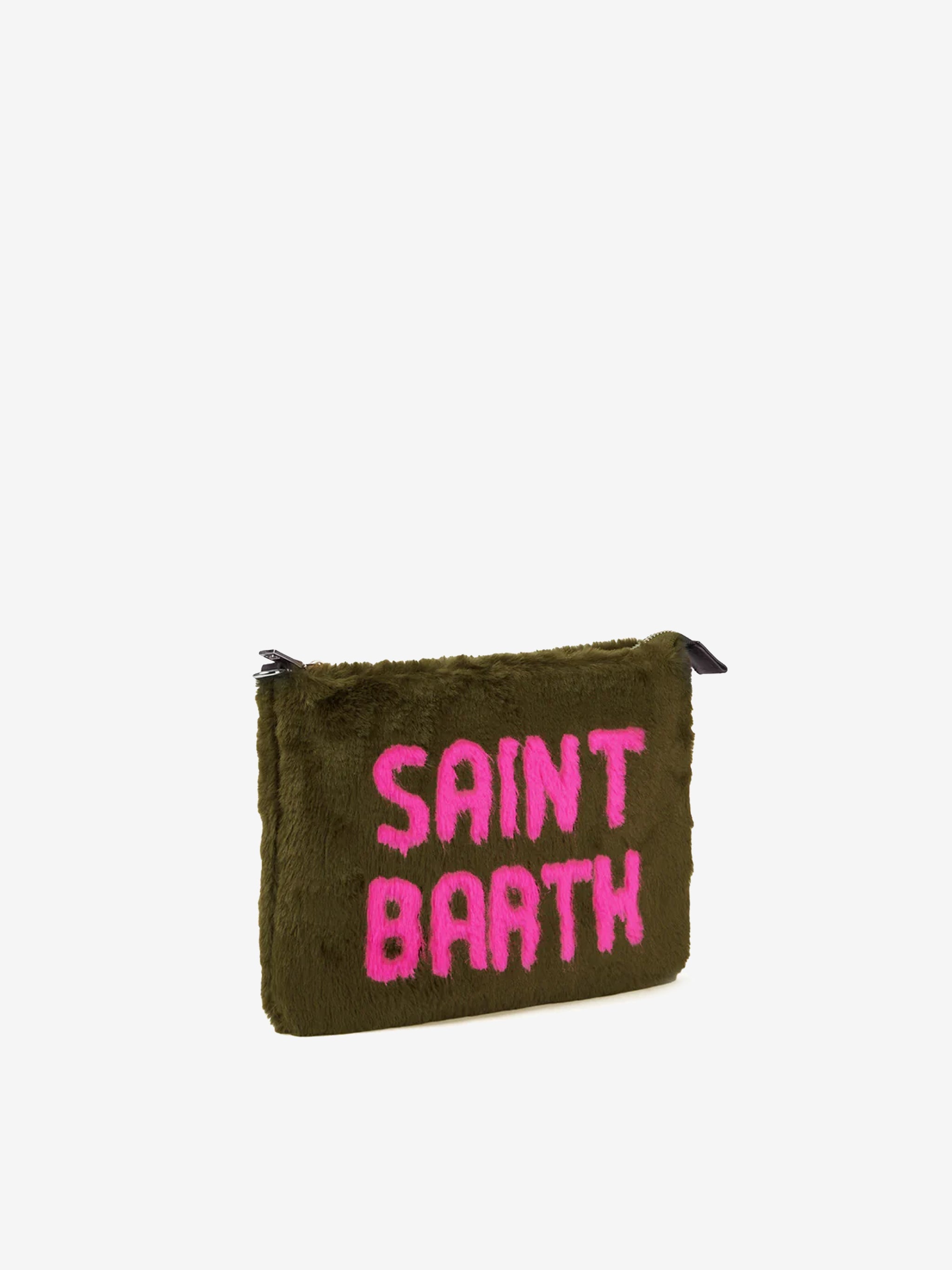 Parisienne Green Faux Fur Cross-Body Pouch Bag Pochette