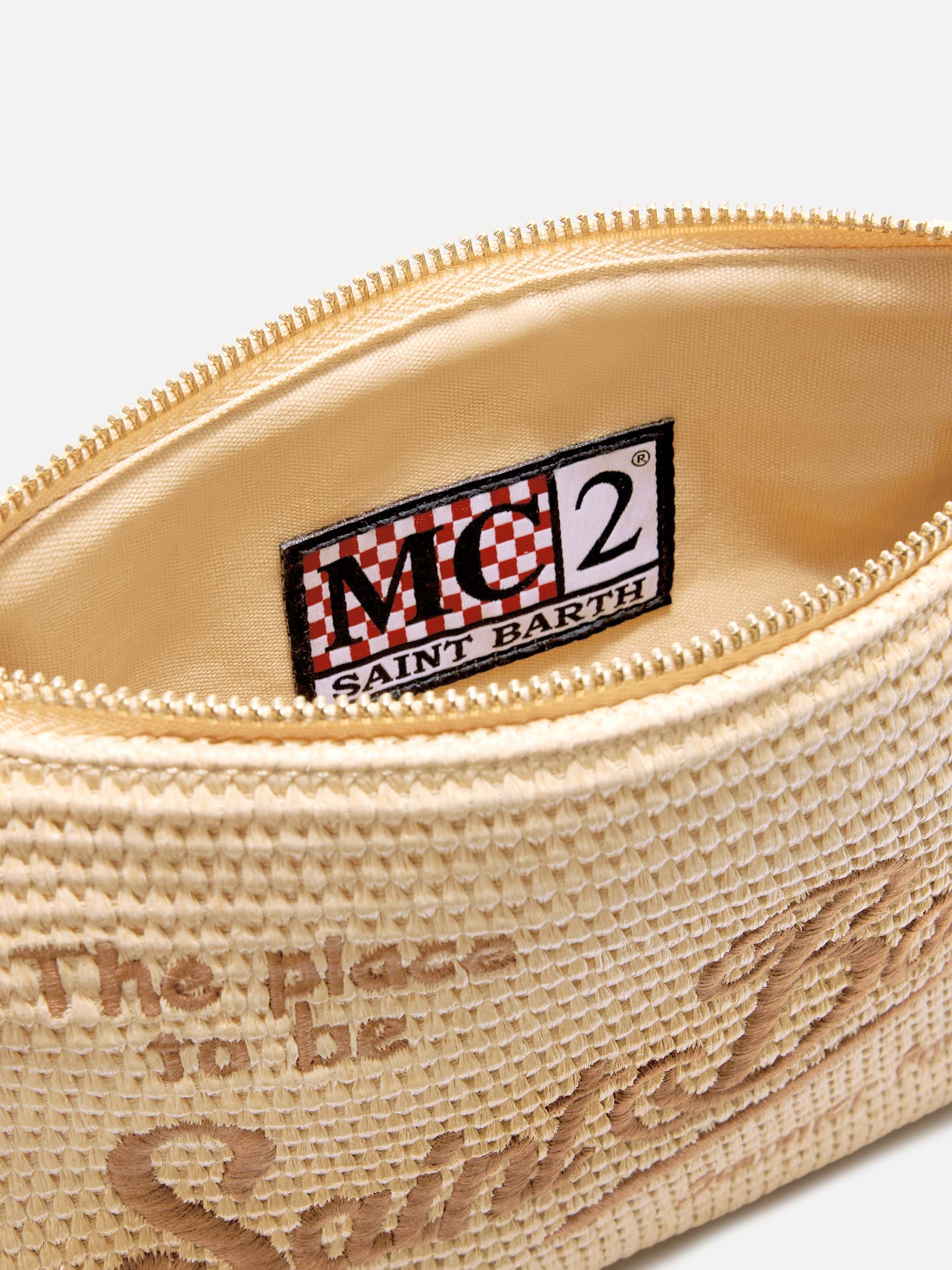 Parisienne Solid Pouch With Embroidered Brown Logo And Removable Strap Pochette