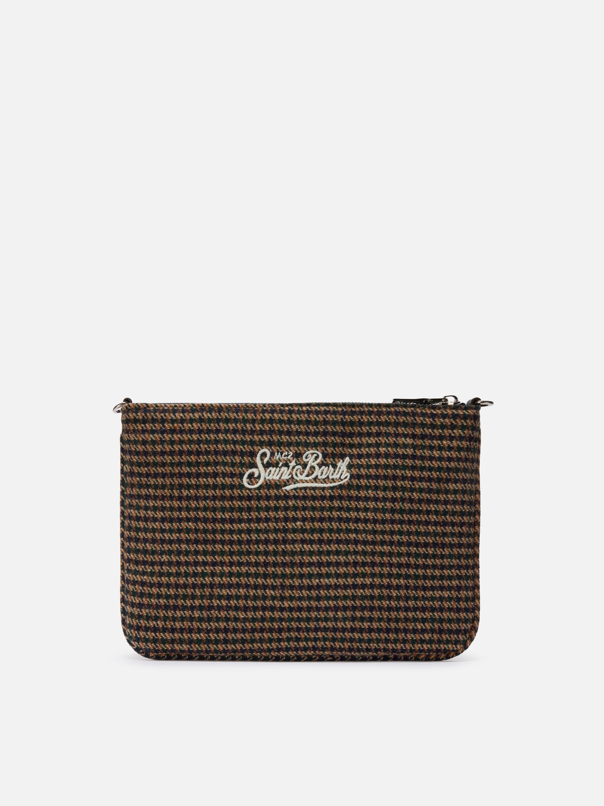 Parisienne Wool Crossbody Bag Houndstooth Blend Green Pochette