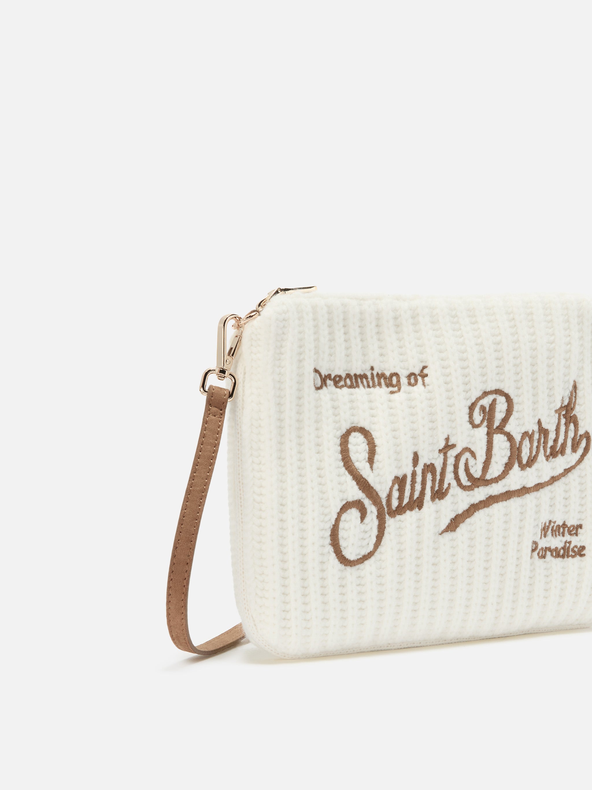 Parisienne Wool Rib Crossbody Bag White Ribbed Blend Pochette