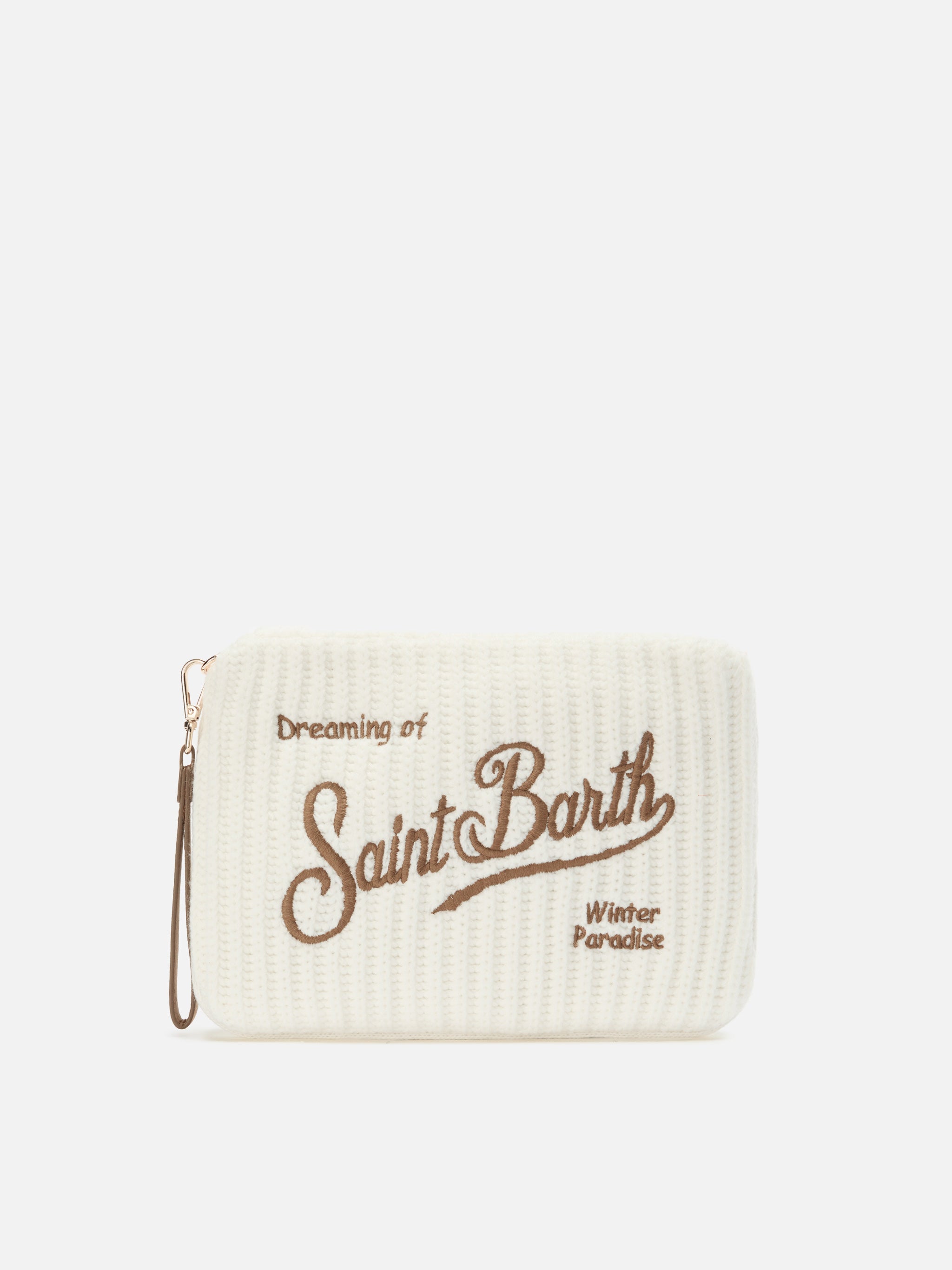 Parisienne Wool Rib Crossbody Bag White Ribbed Blend Pochette