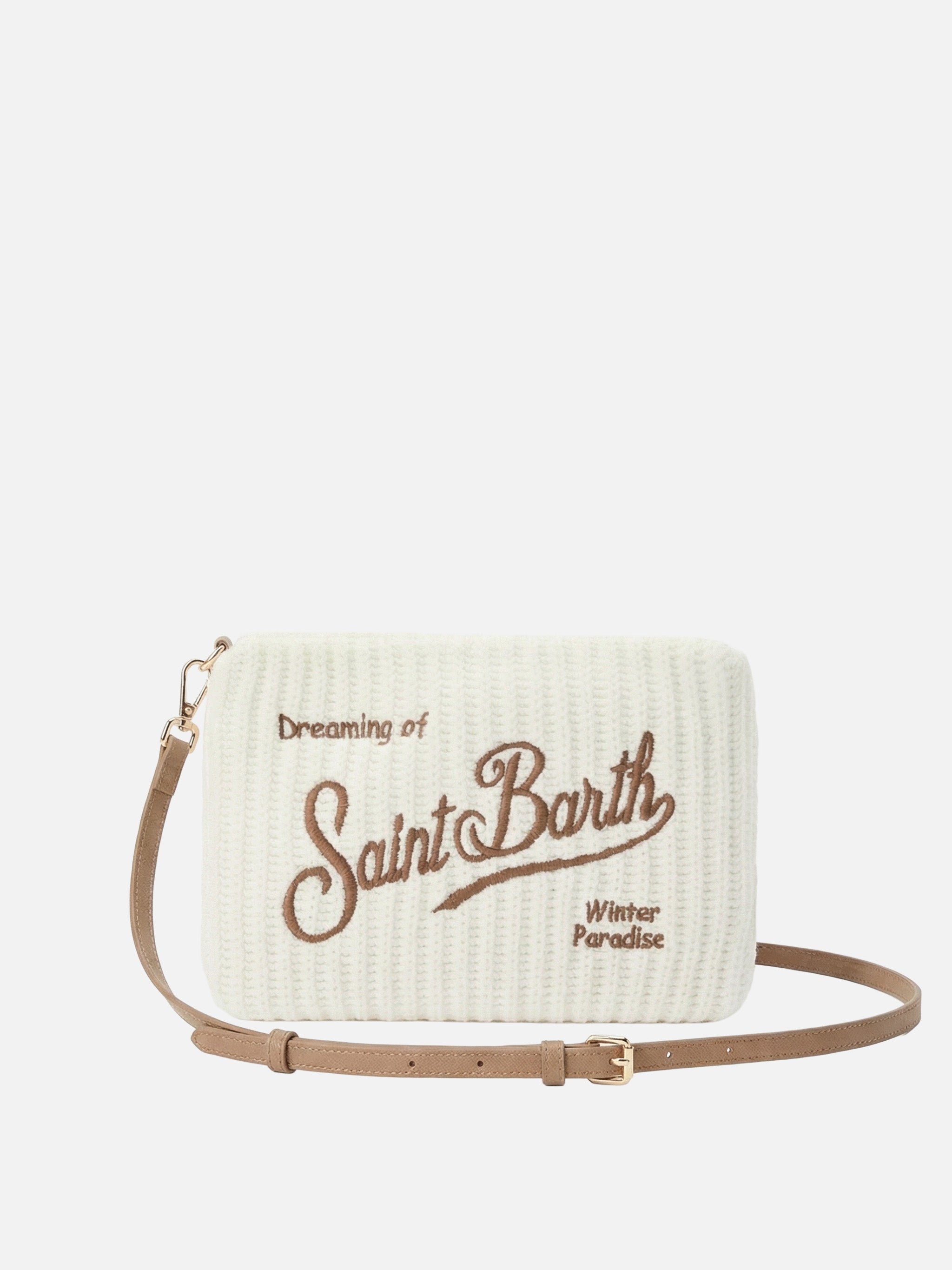Parisienne Wool Rib Crossbody Bag White Ribbed Blend Pochette