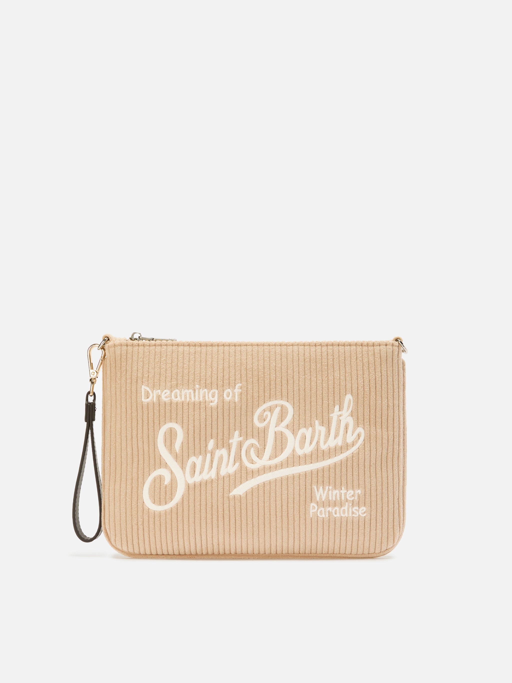 Parisienne Corduroy Crossbody Bag Beige Brown Pochette