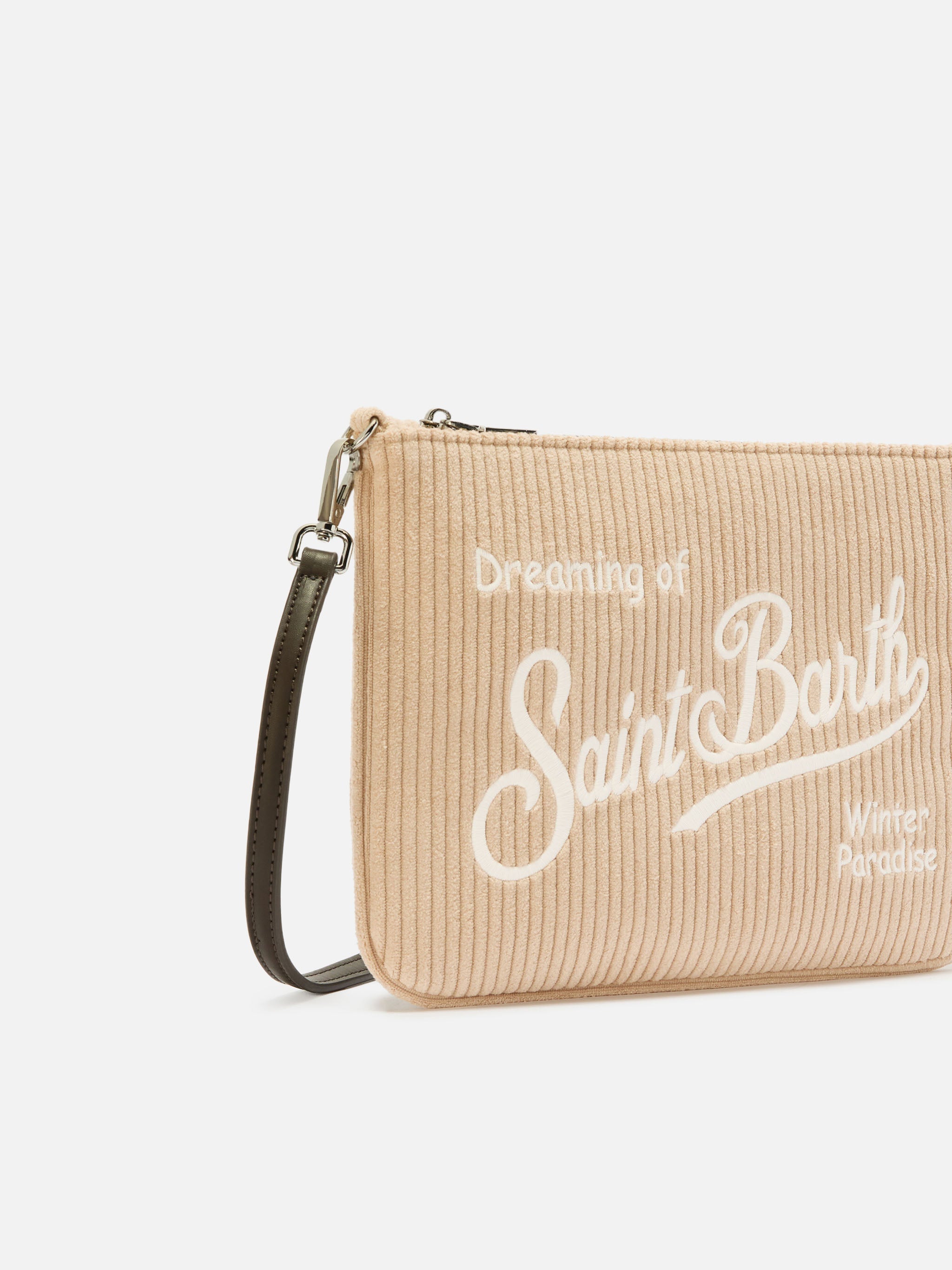 Parisienne Corduroy Crossbody Bag Beige Brown Pochette