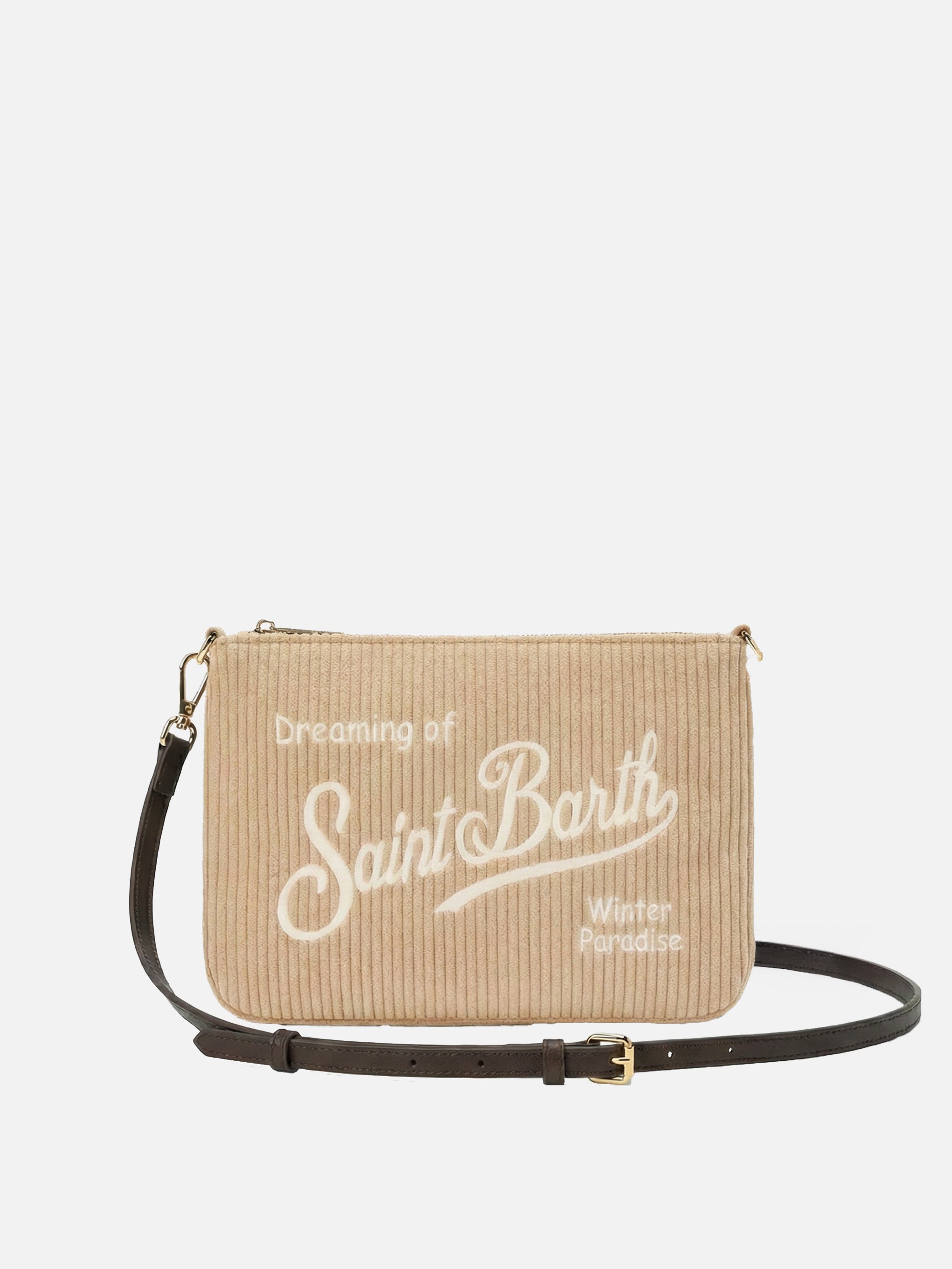 Parisienne Corduroy Crossbody Bag Beige Brown Pochette