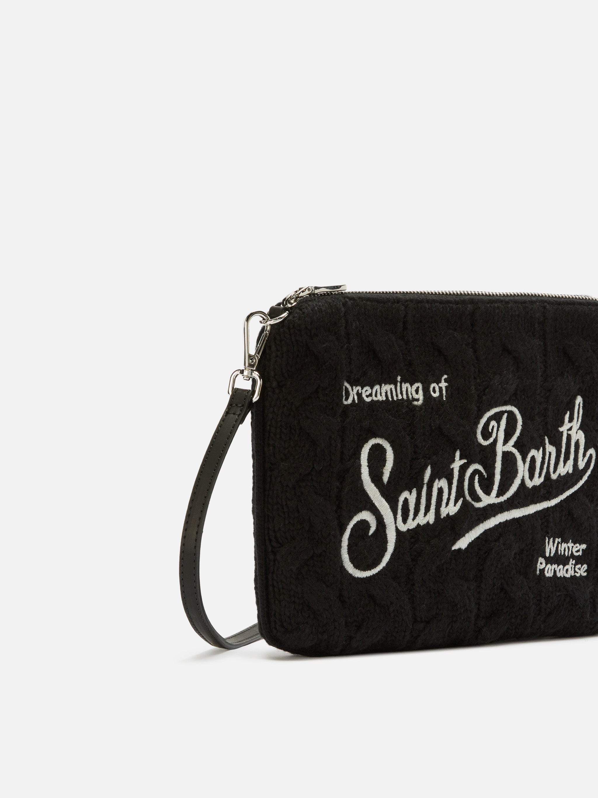 Parisienne Wool Braid Crossbody Bag Black Braided Blend Pochette