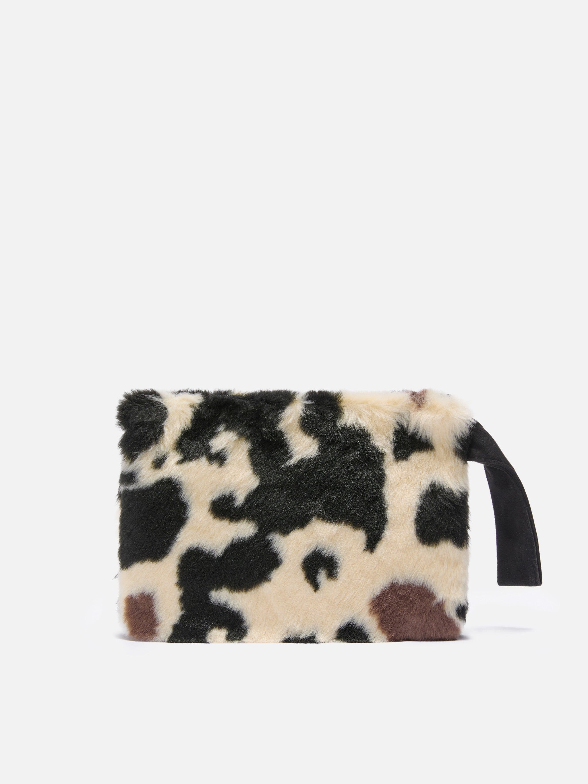 Pareasy Pouch Cow-Print Faux Fur White Pochette