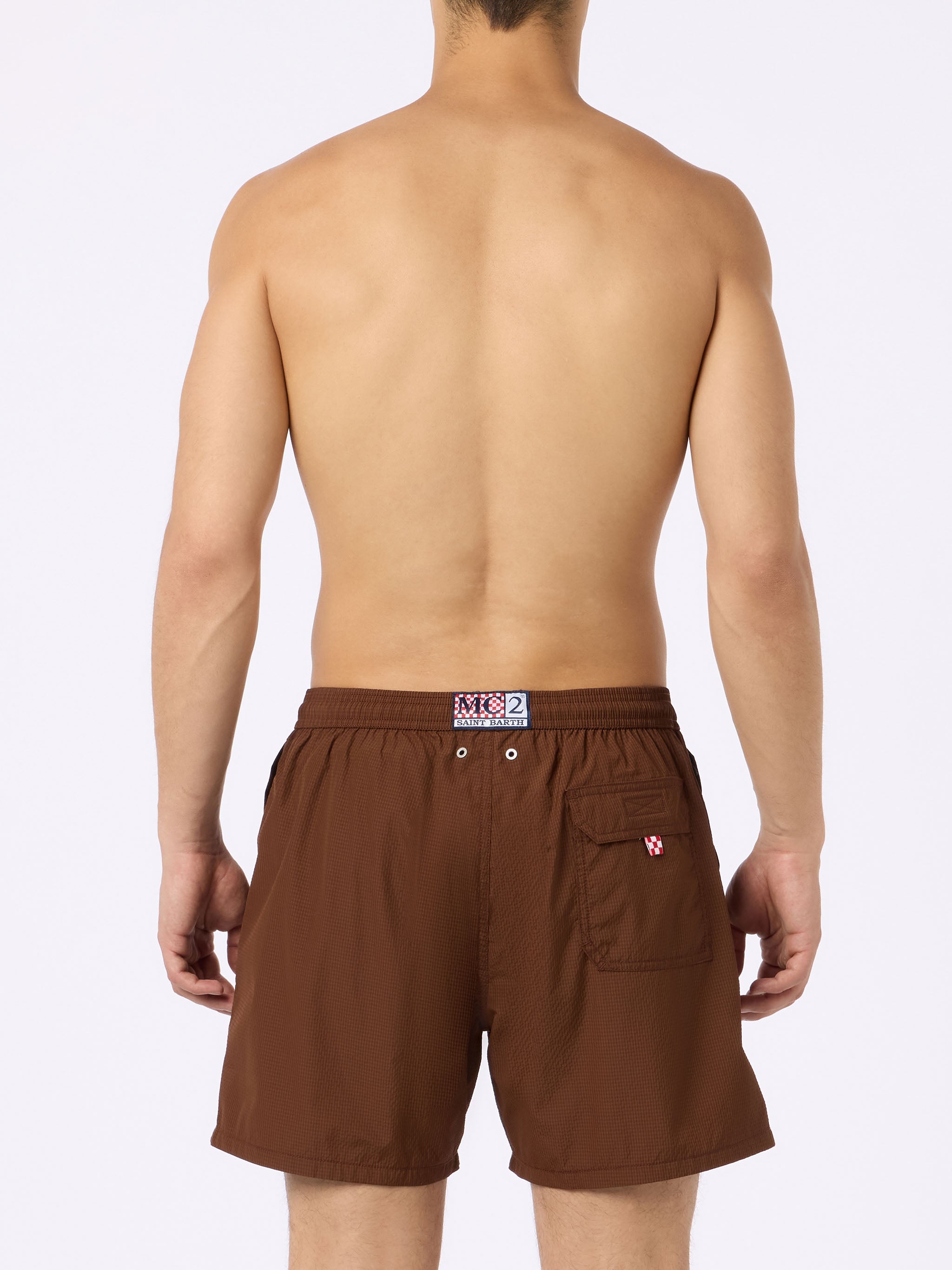 Seersucker Classic Light Swim Shorts Patmos Brown Swimshort