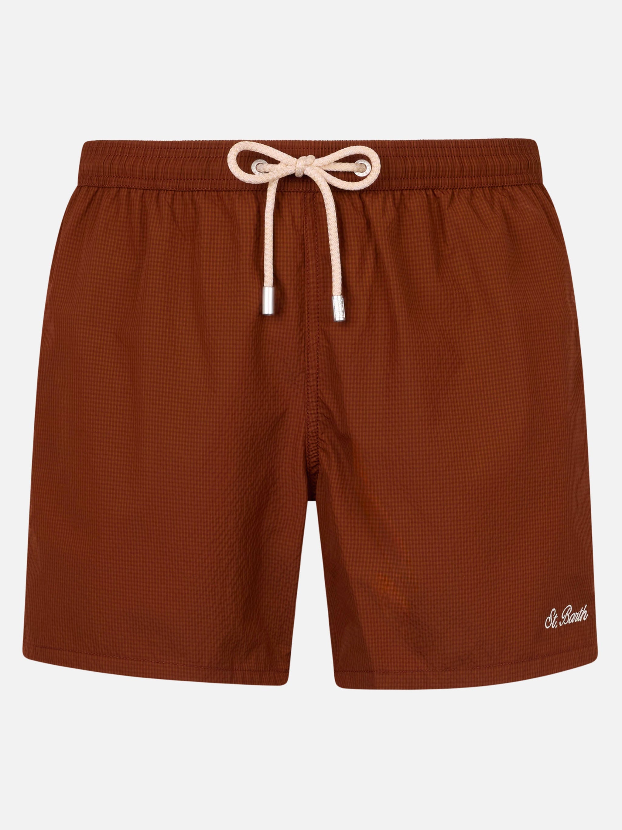 Seersucker Classic Light Swim Shorts Patmos Brown Swimshort