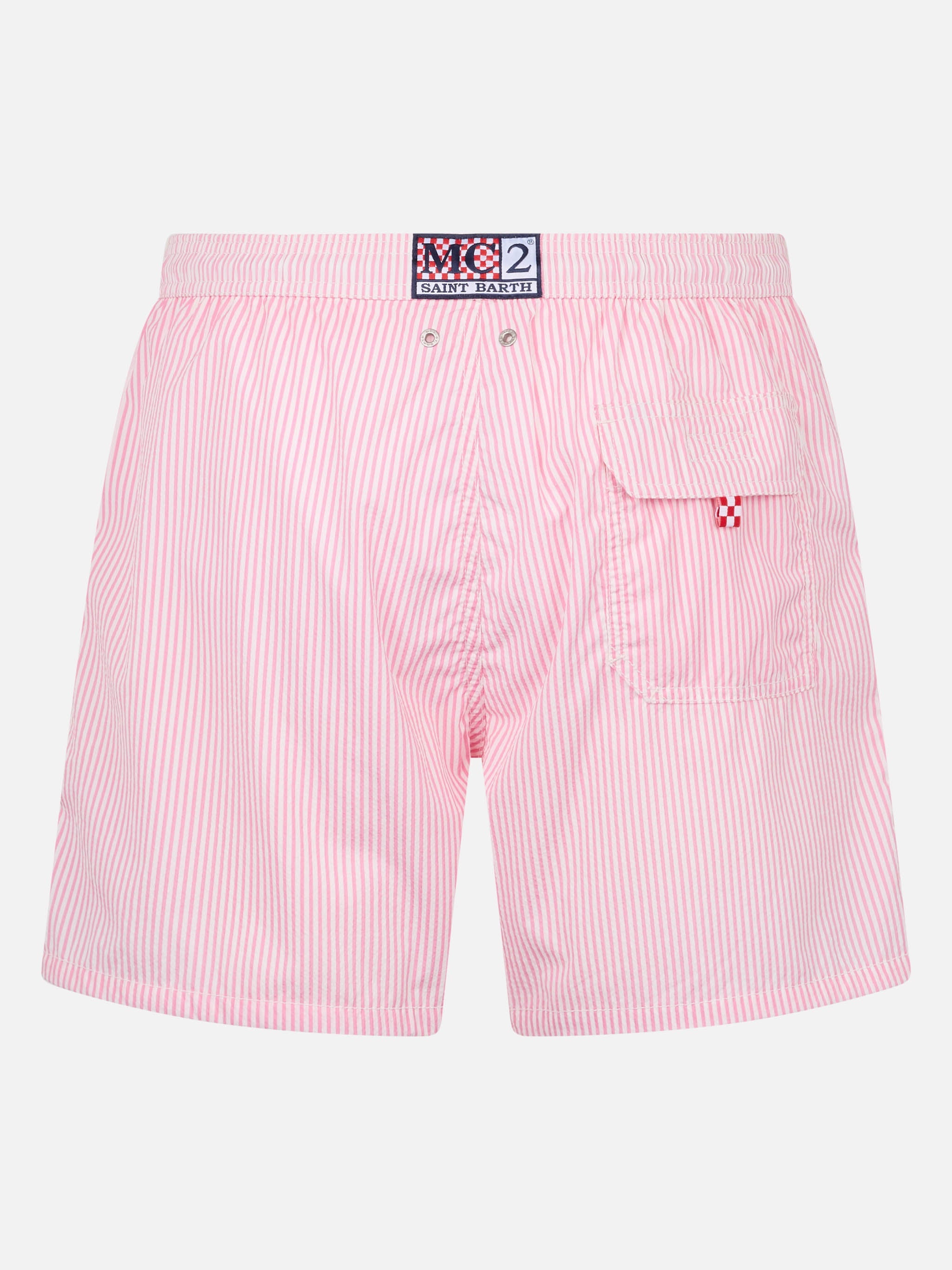 Man Seersucker Striped Swim Shorts Patmos Pink Swimshort