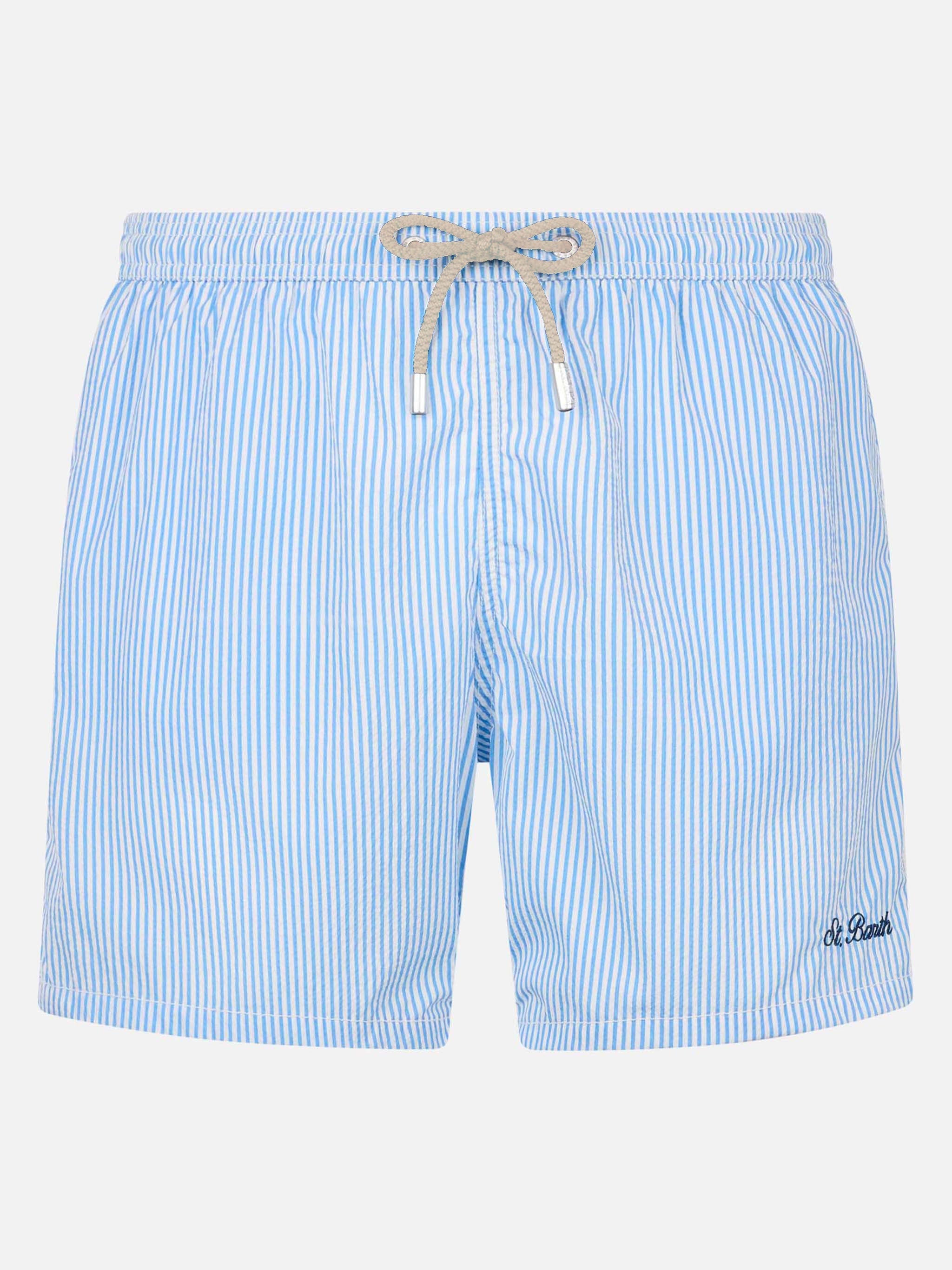 Seersucker Light Blue Striped Swim Shorts Patmos Swimshort