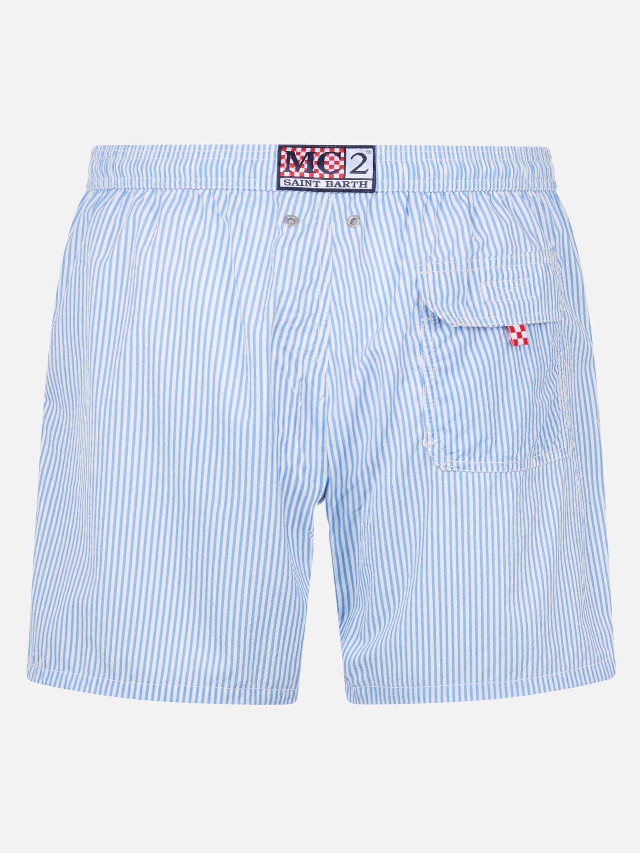 Seersucker Light Blue Striped Swim Shorts Patmos Swimshort