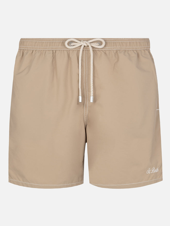Beige Mid-Length Classic Light Swim Shorts Patmos Brown Swimshort