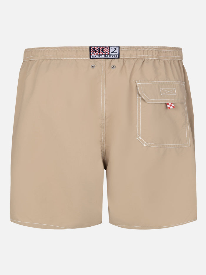Beige Mid-Length Classic Light Swim Shorts Patmos Brown Swimshort