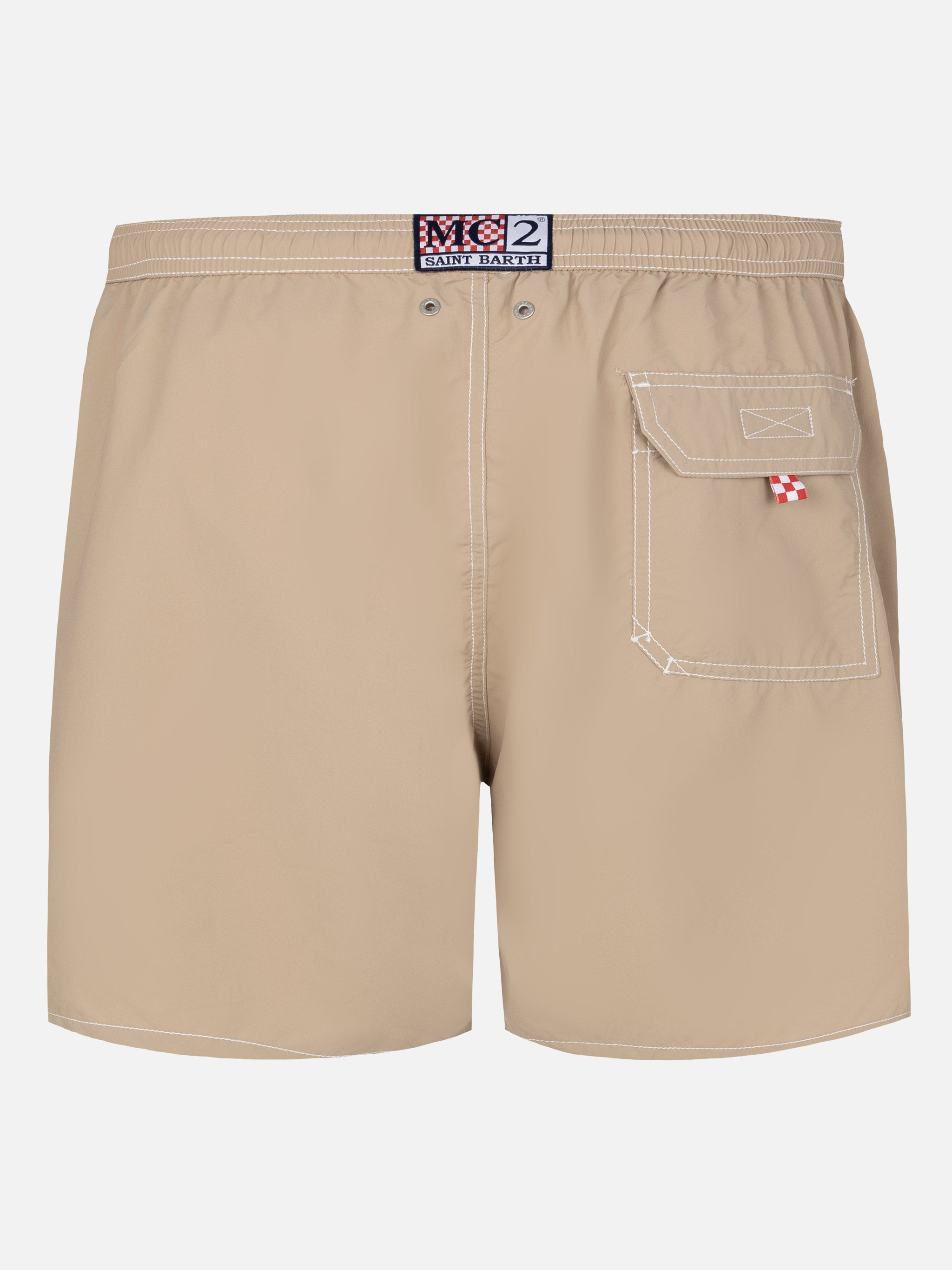 Beige Mid-Length Classic Light Swim Shorts Patmos White Swimshort