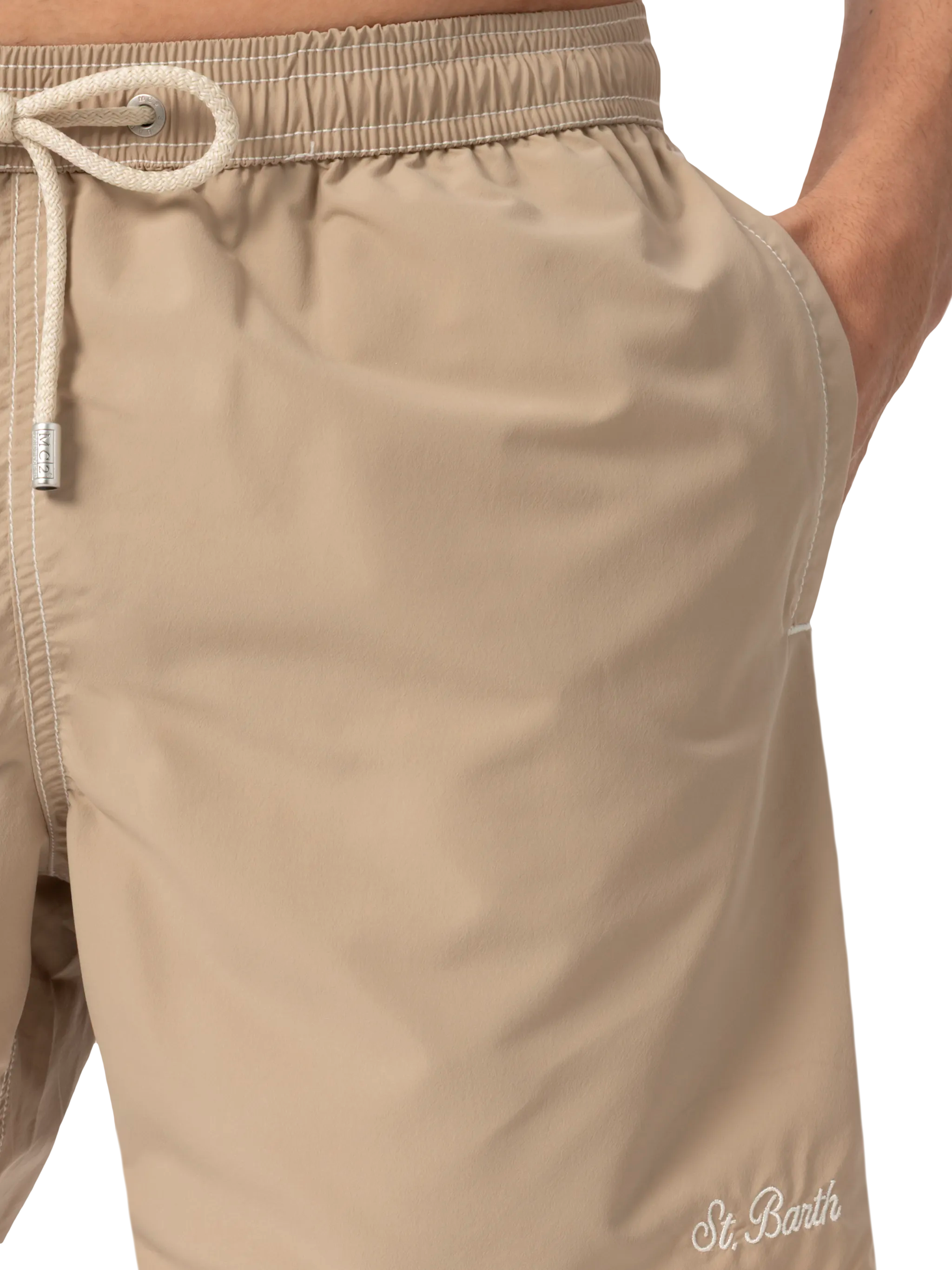 Beige Mid-Length Classic Light Swim Shorts Patmos Brown Swimshort