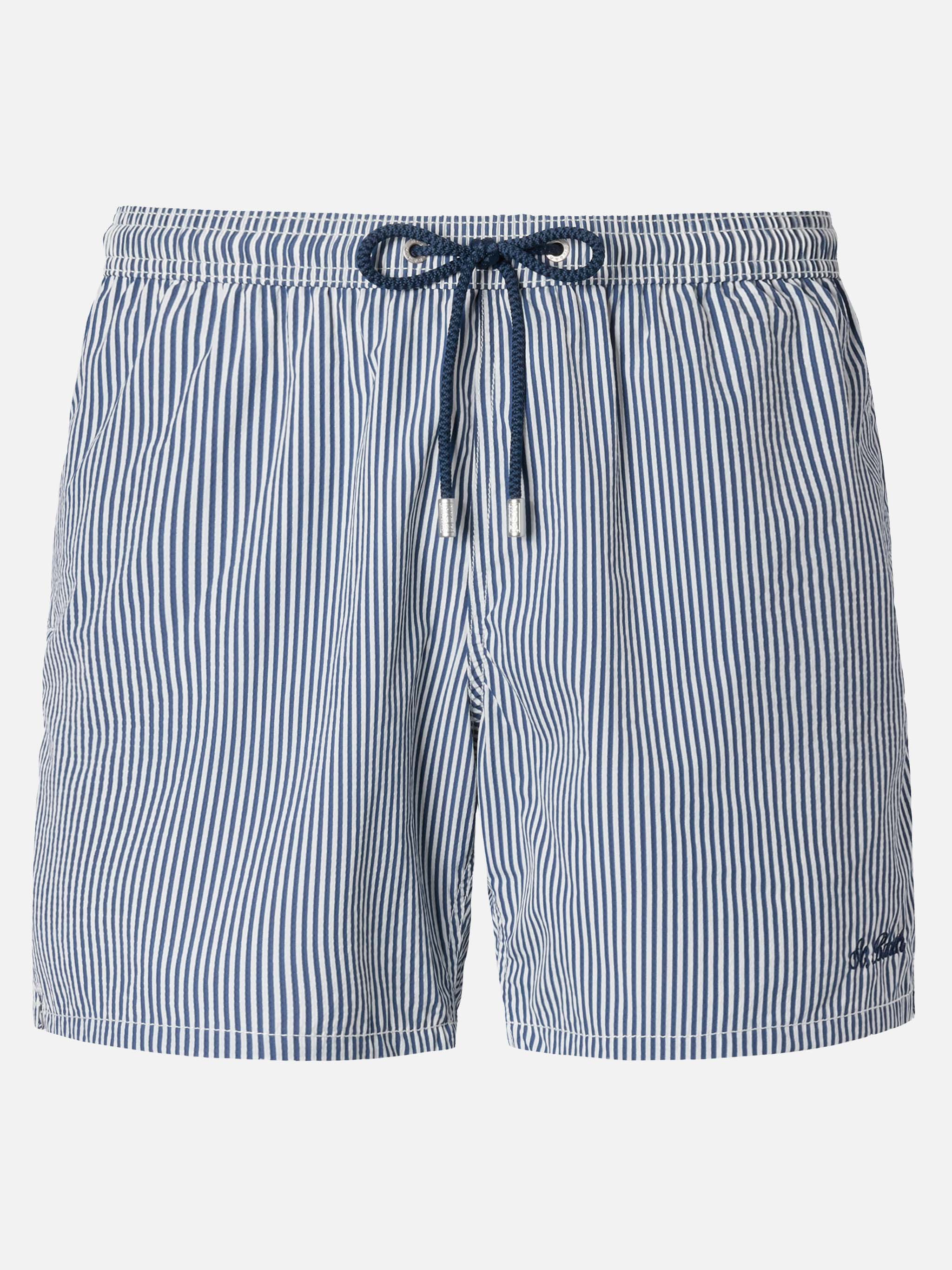 Seersucker Navy Blue Striped Classic Light Swim Shorts Patmos Swimshort