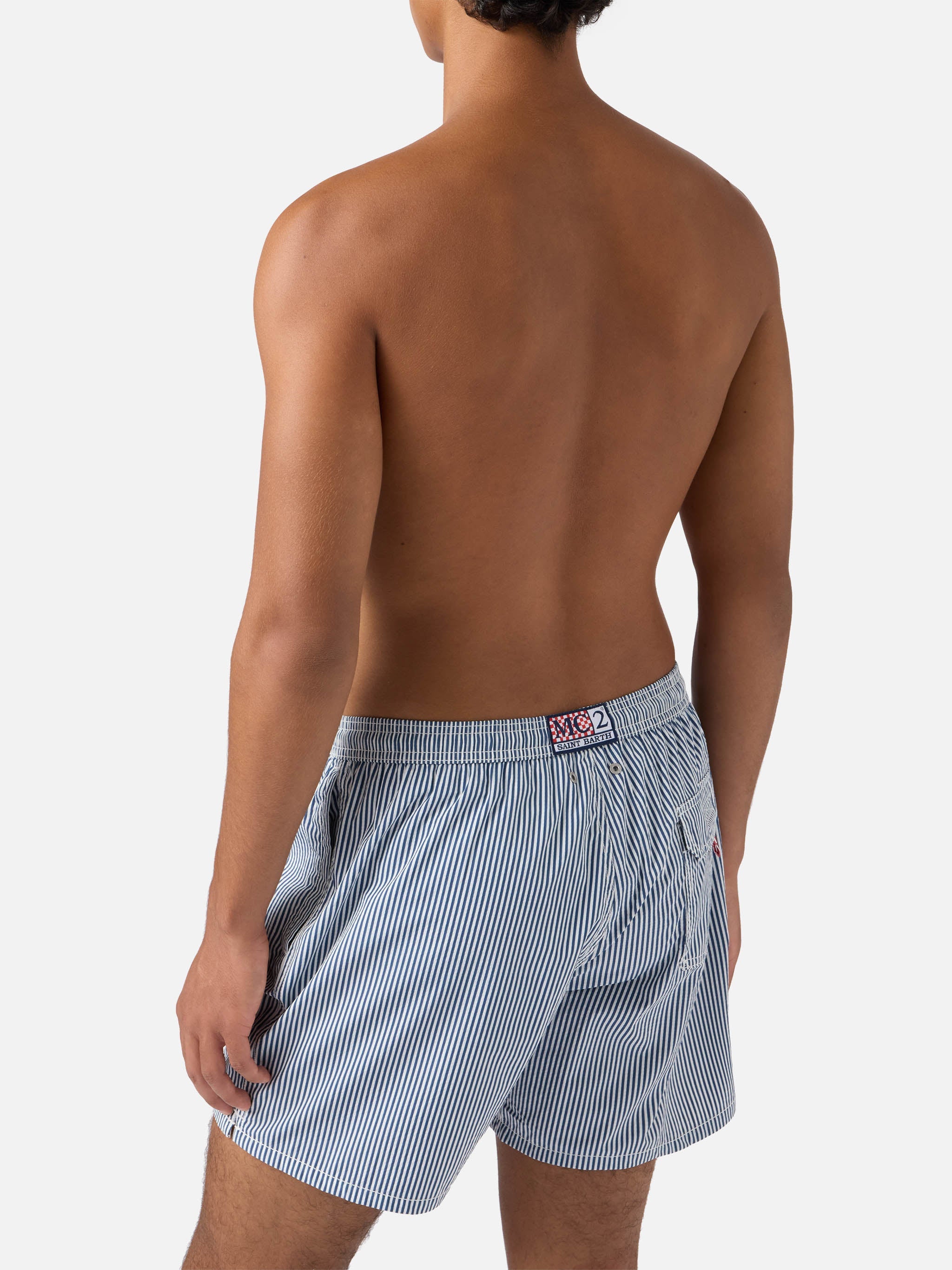 Seersucker Navy Blue Striped Classic Light Swim Shorts Patmos Swimshort