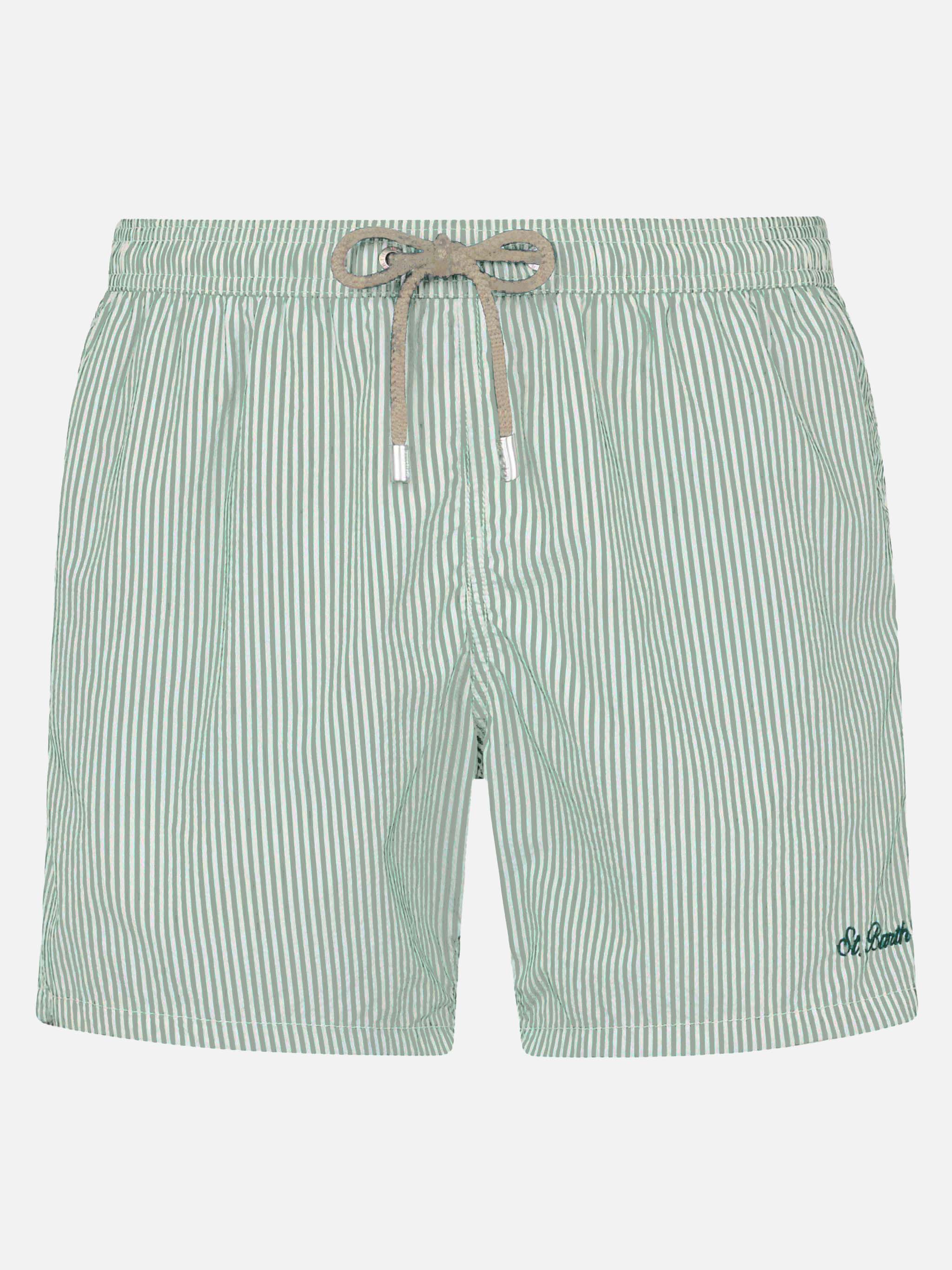 Seersucker Sage Green Striped Classic Light Swim Shorts Patmos Swimshort