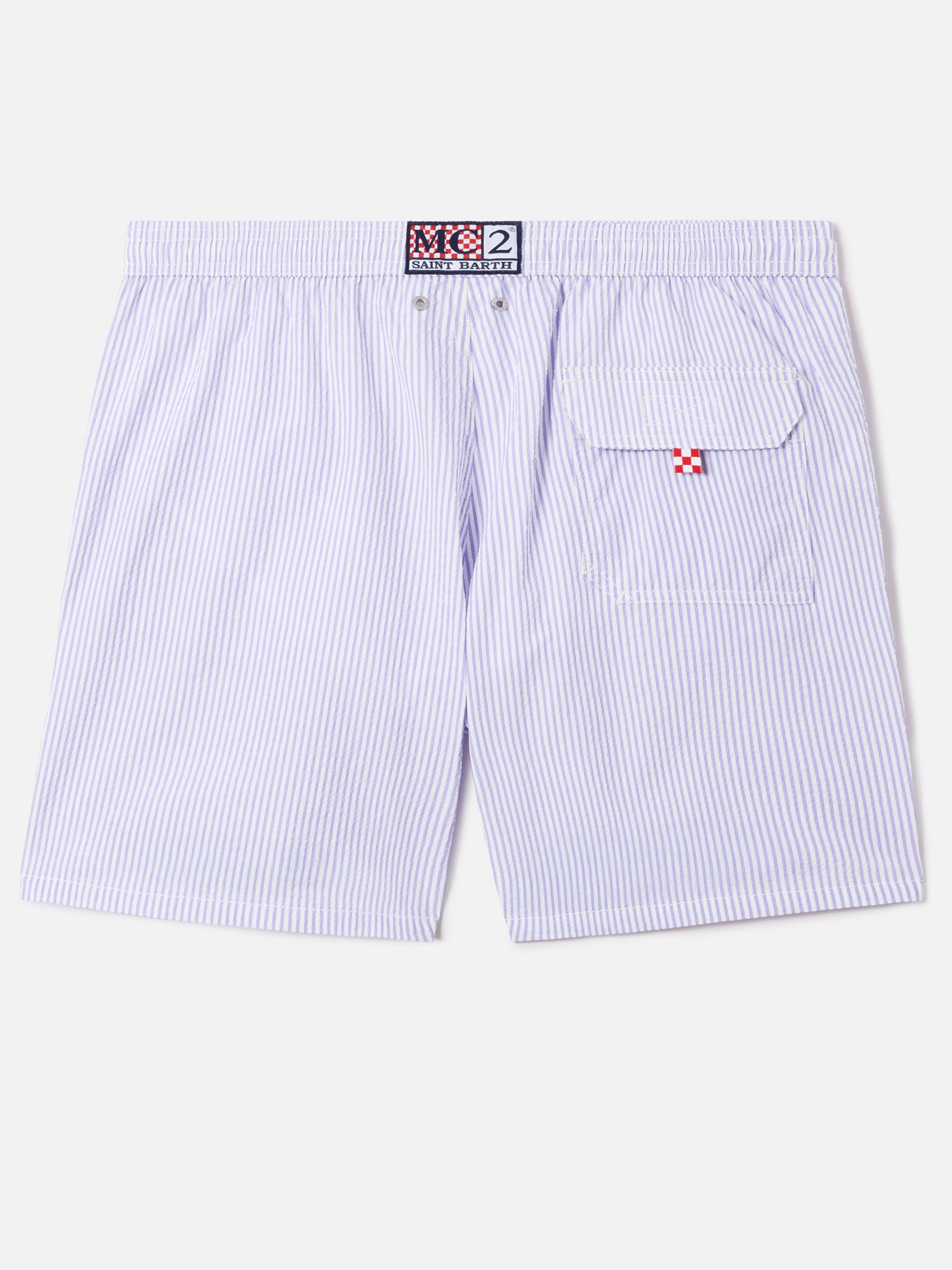 Patmos Seersucker Striped Swim Shorts Lilac And White Sky Swimshort