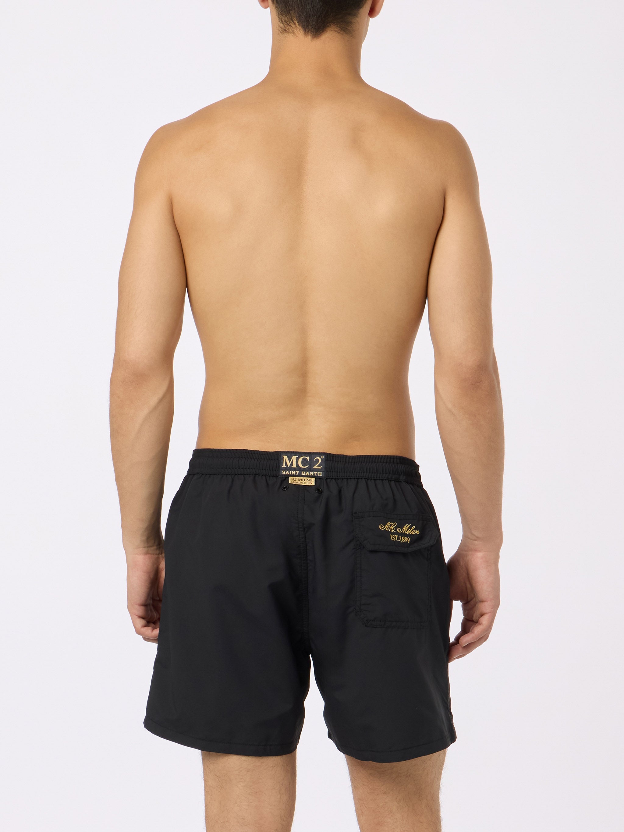 Black Classic Light Swim Shorts Patmos With Milan 125 Embroidery | Ac Special Edition Swimshort