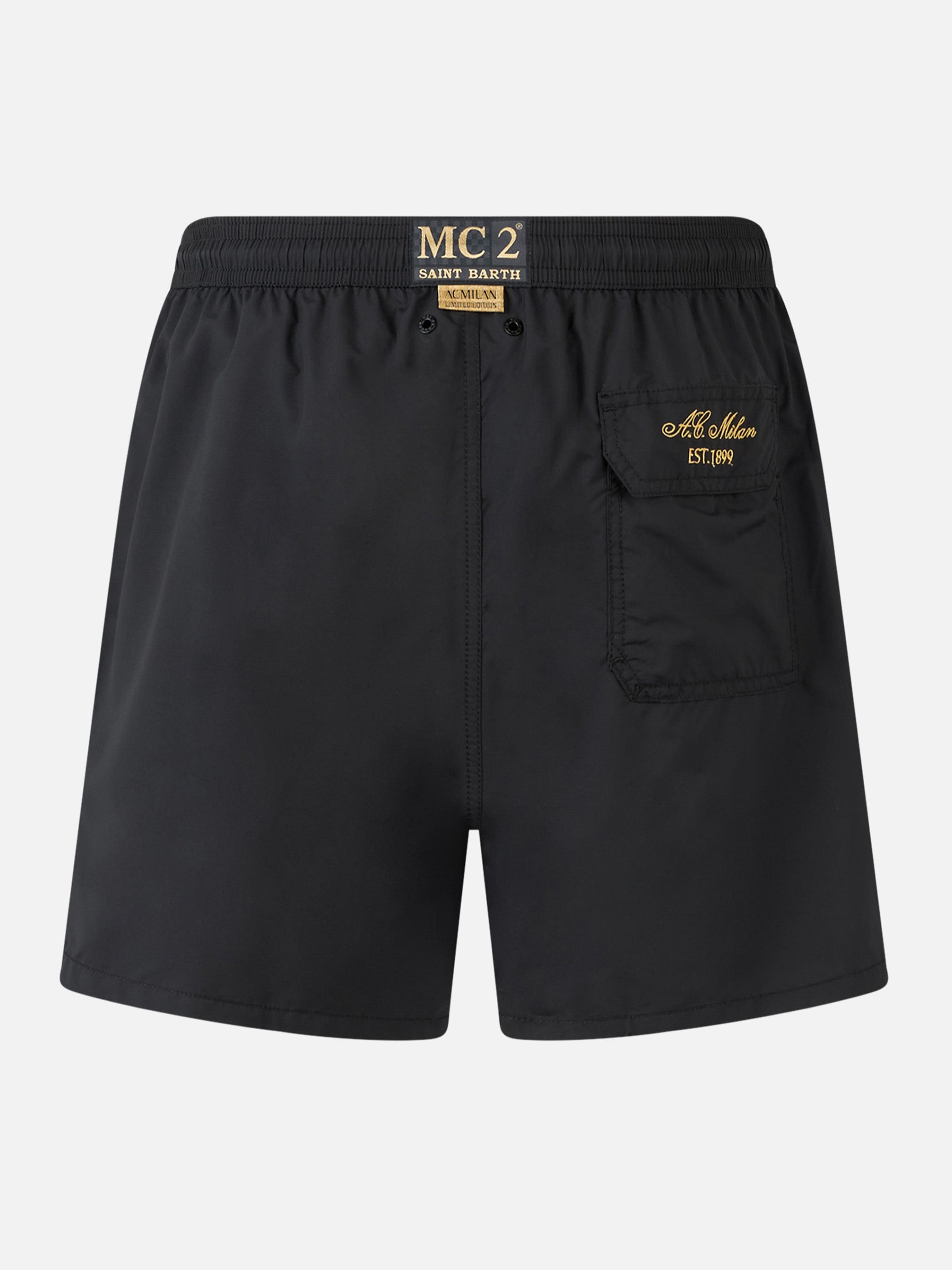 Black Classic Light Swim Shorts Patmos With Milan 125 Embroidery | Ac Special Edition Swimshort