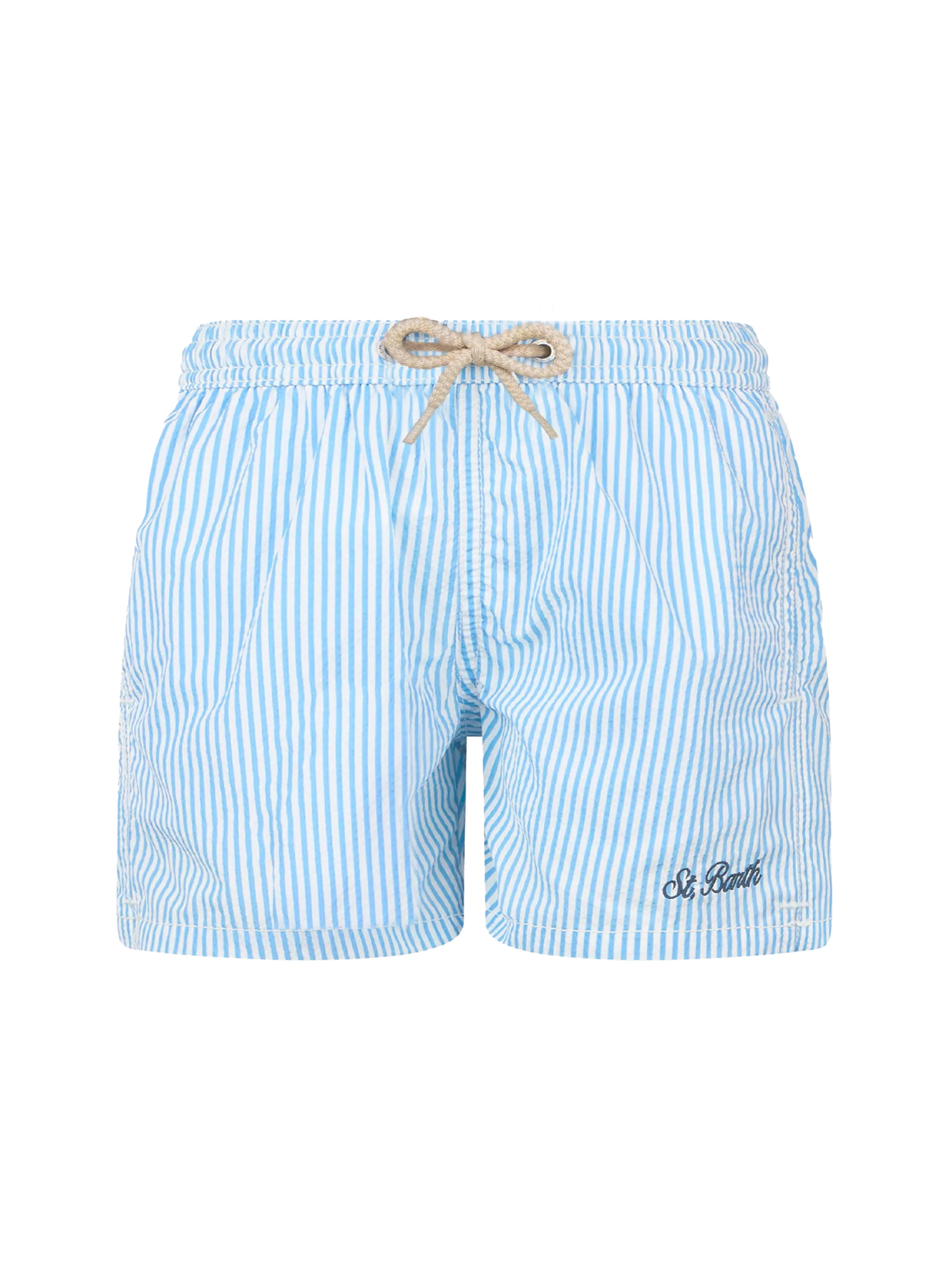 Patmos Jr Seersucker Striped Mid-Length Swim Shorts __single__ Swimshort