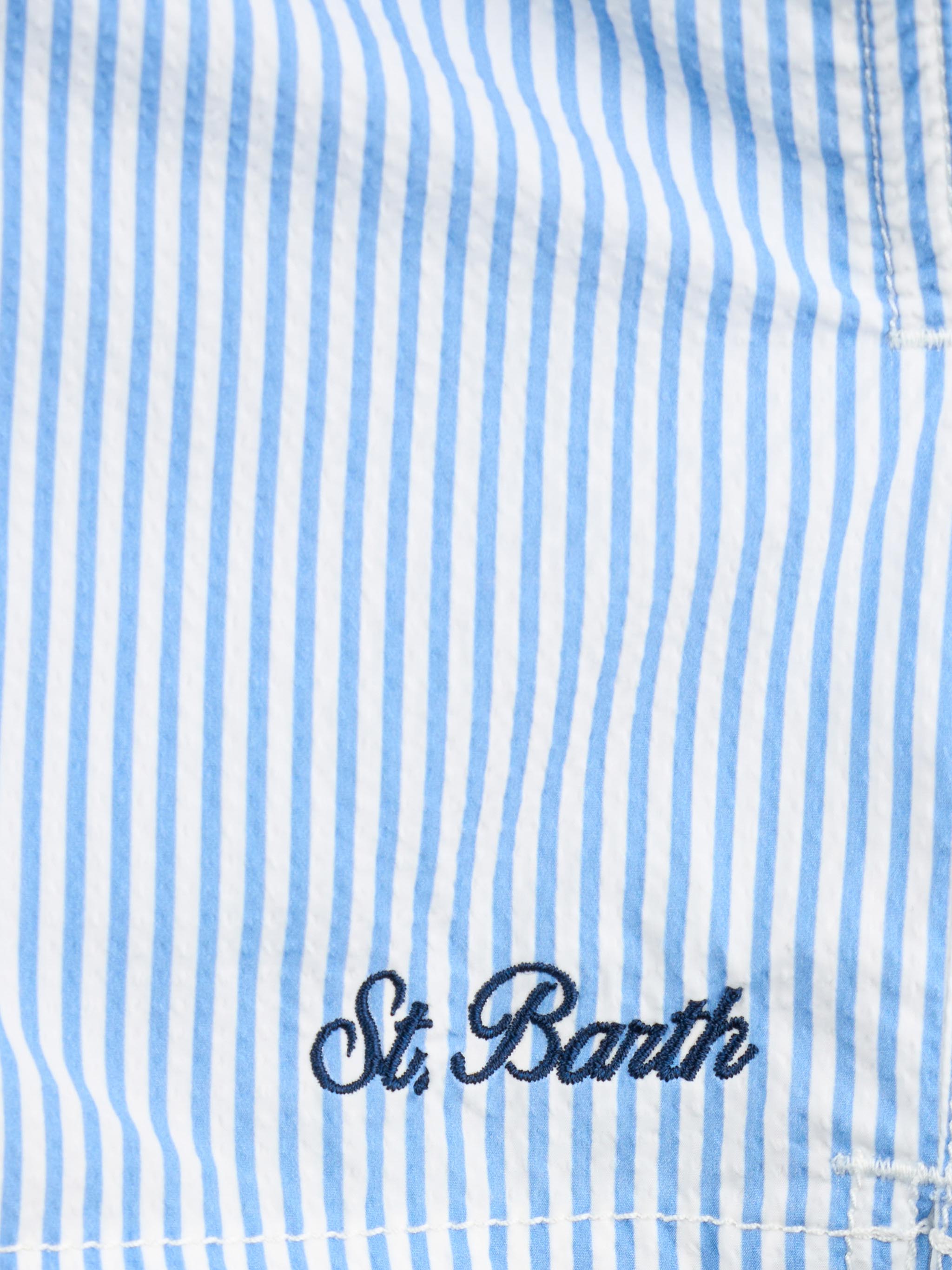 Patmos Jr Seersucker Striped Mid-Length Swim Shorts __single__ Swimshort