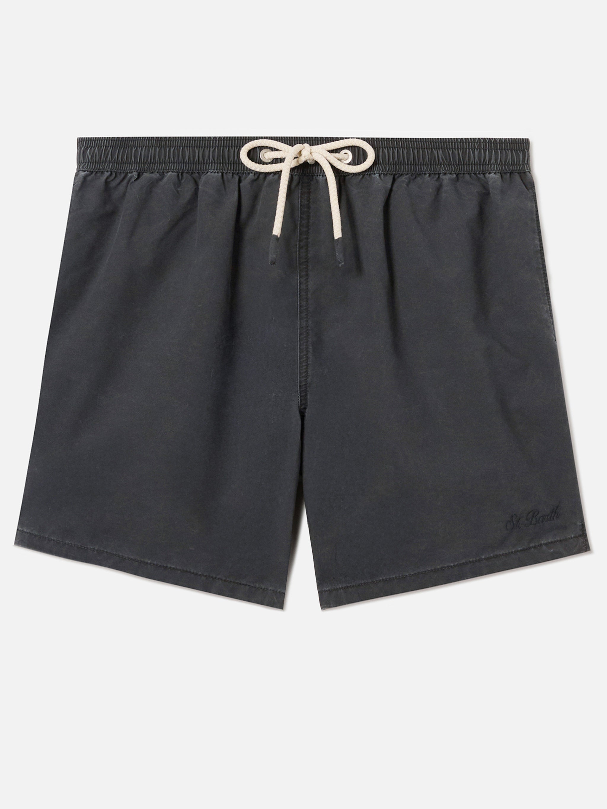 Patmos Swim Shorts Black With Used Effect And Logo Embroidery Swimshort