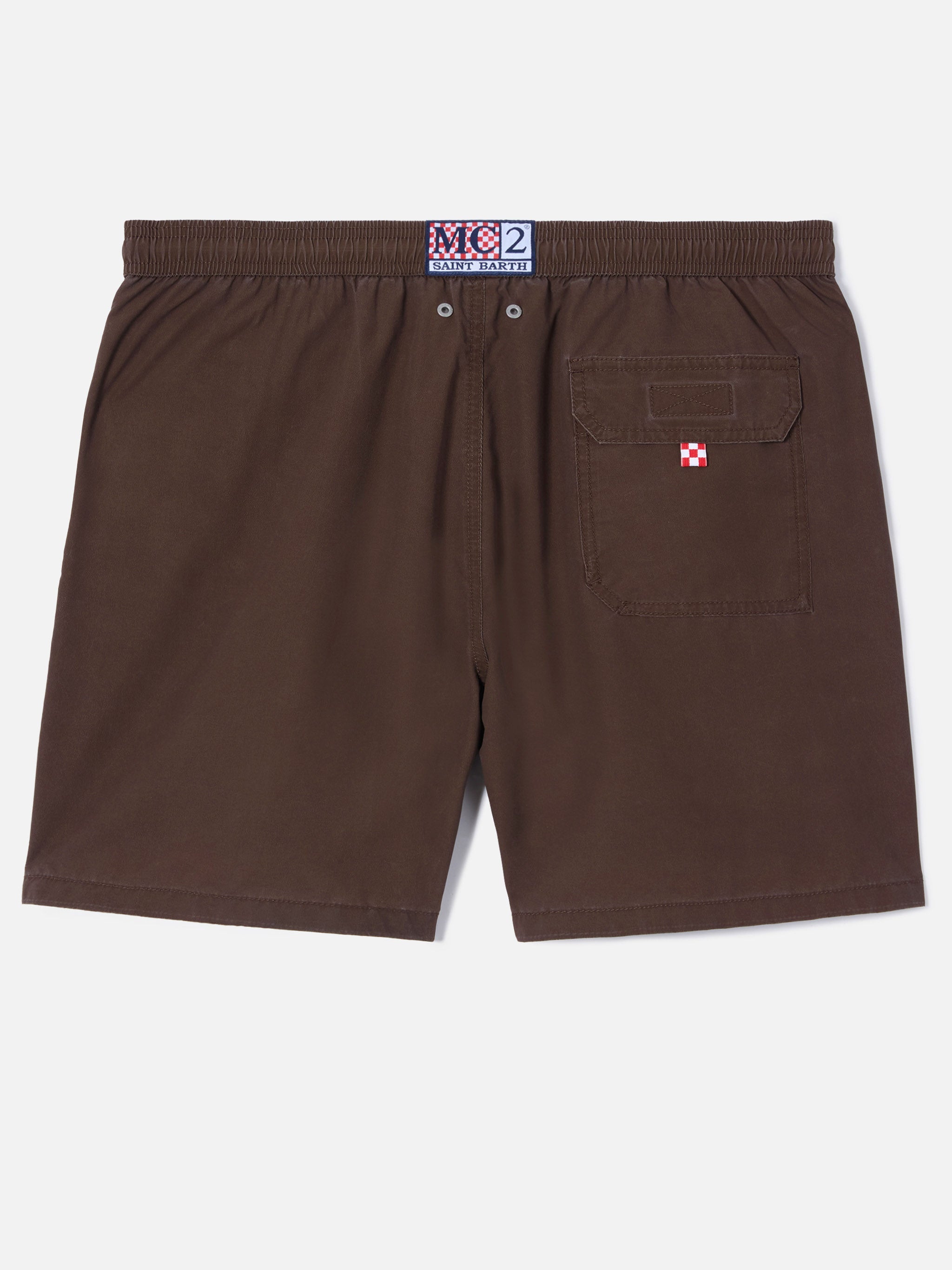 Patmos Swim Shorts Brown With Used Effect And Logo Embroidery Swimshort