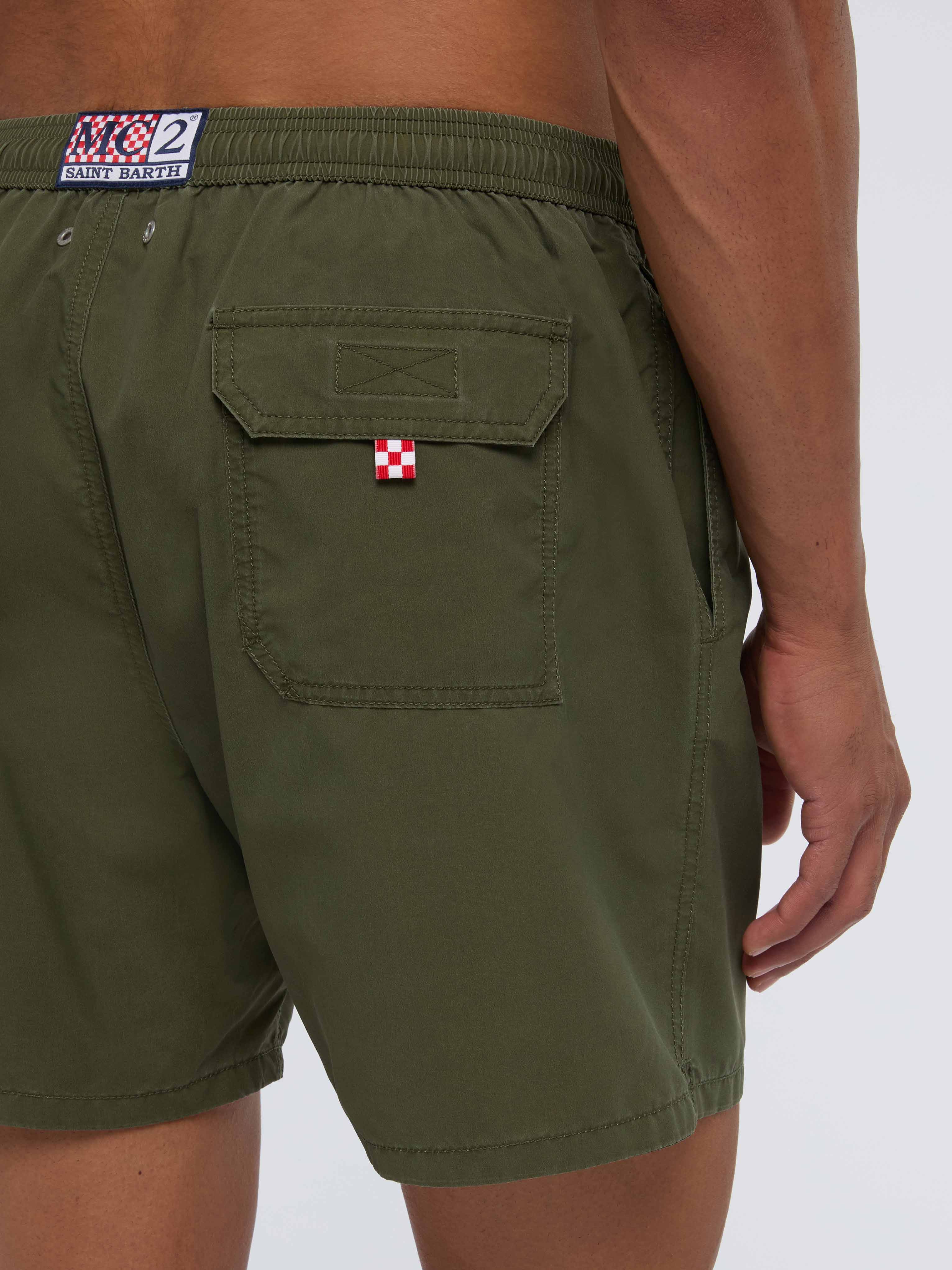 Vintage Military Green Mid-Length Swim Shorts Patmos Used Swimshort