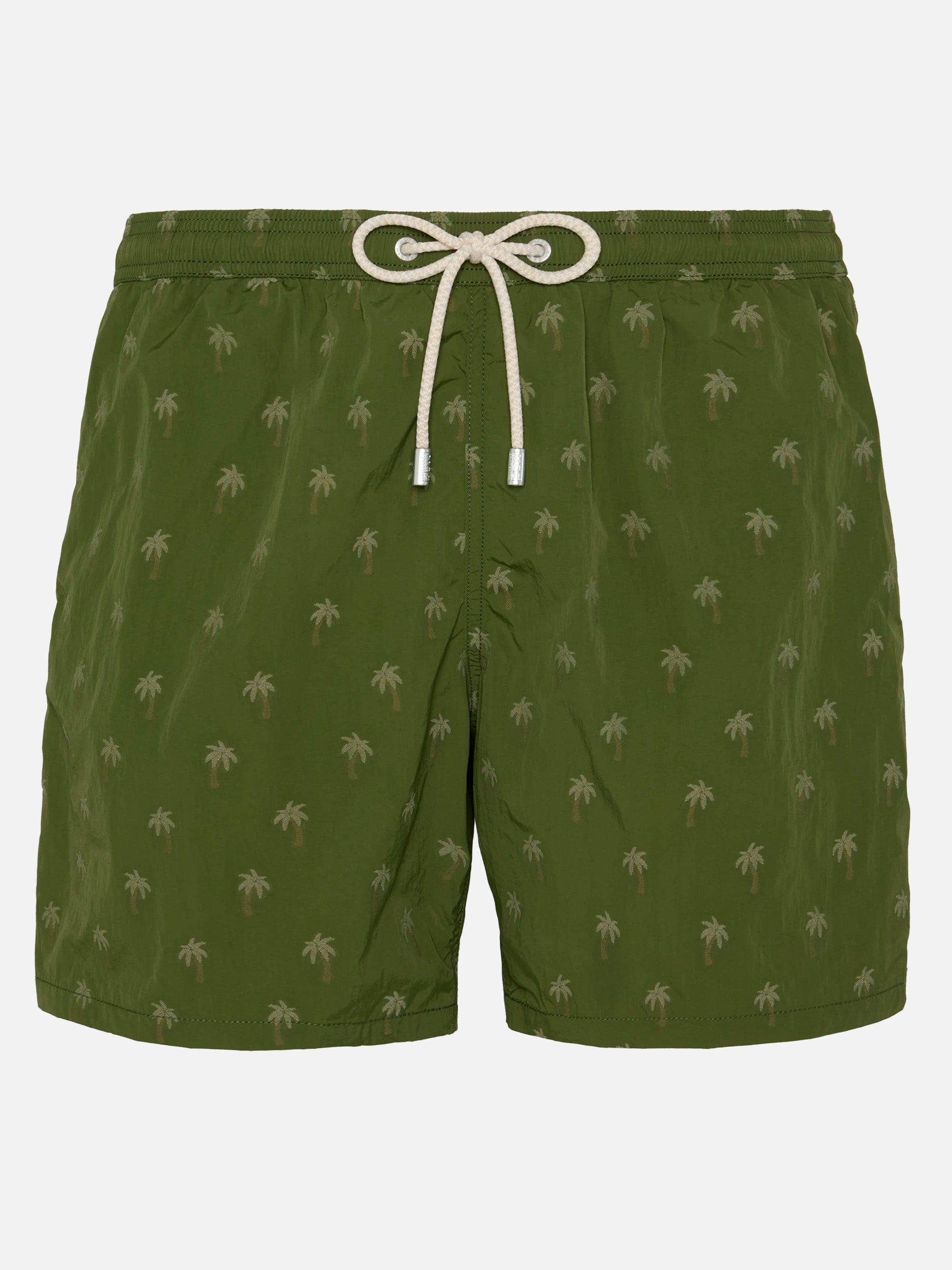 Mid-Length Swim Shorts Patmos The Riviera With All Over Palm Jacquard Green Swimshort