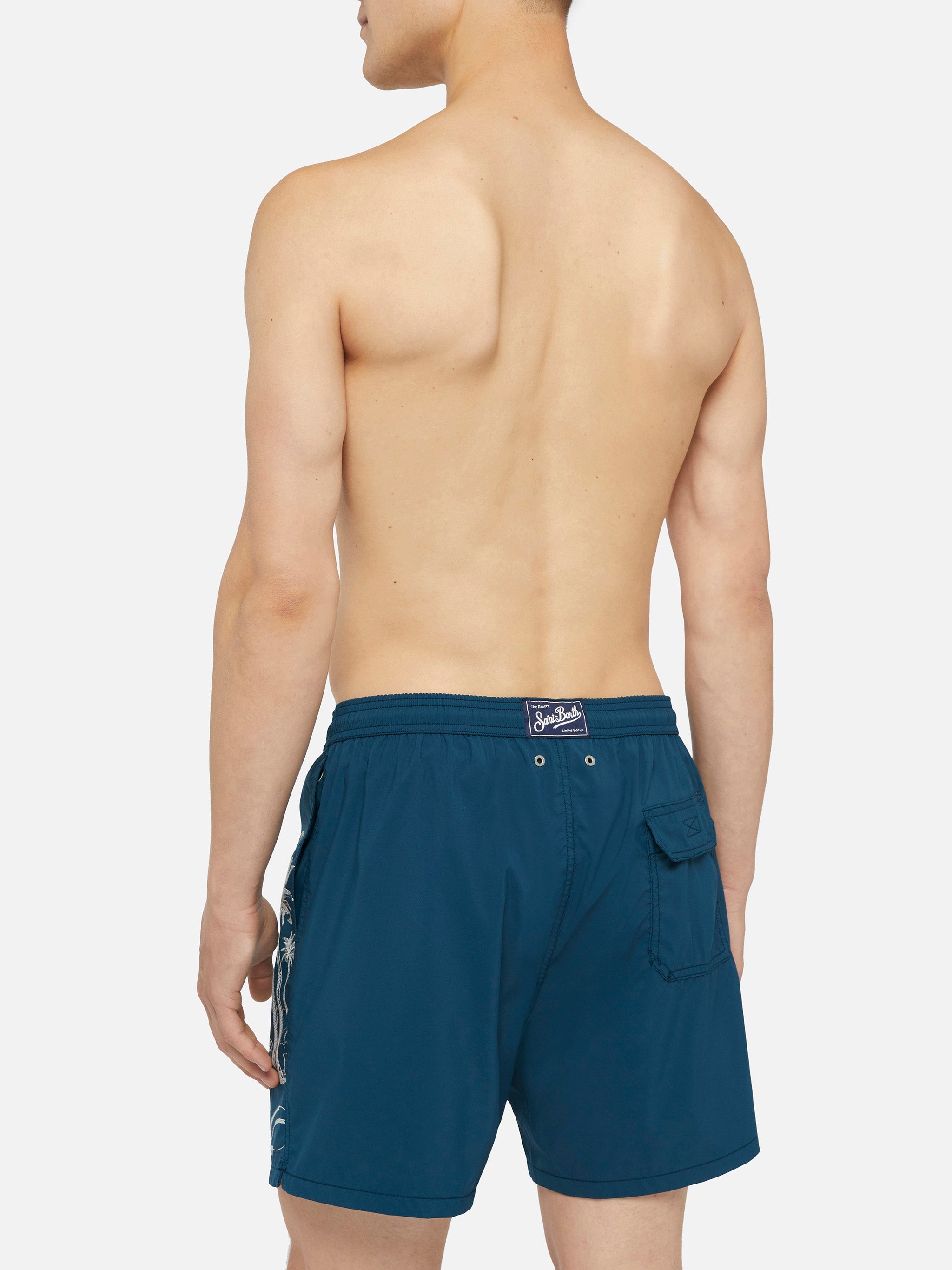 Mid-Length Swim Shorts Patmos The Riviera With Embroidery Blue Swimshort