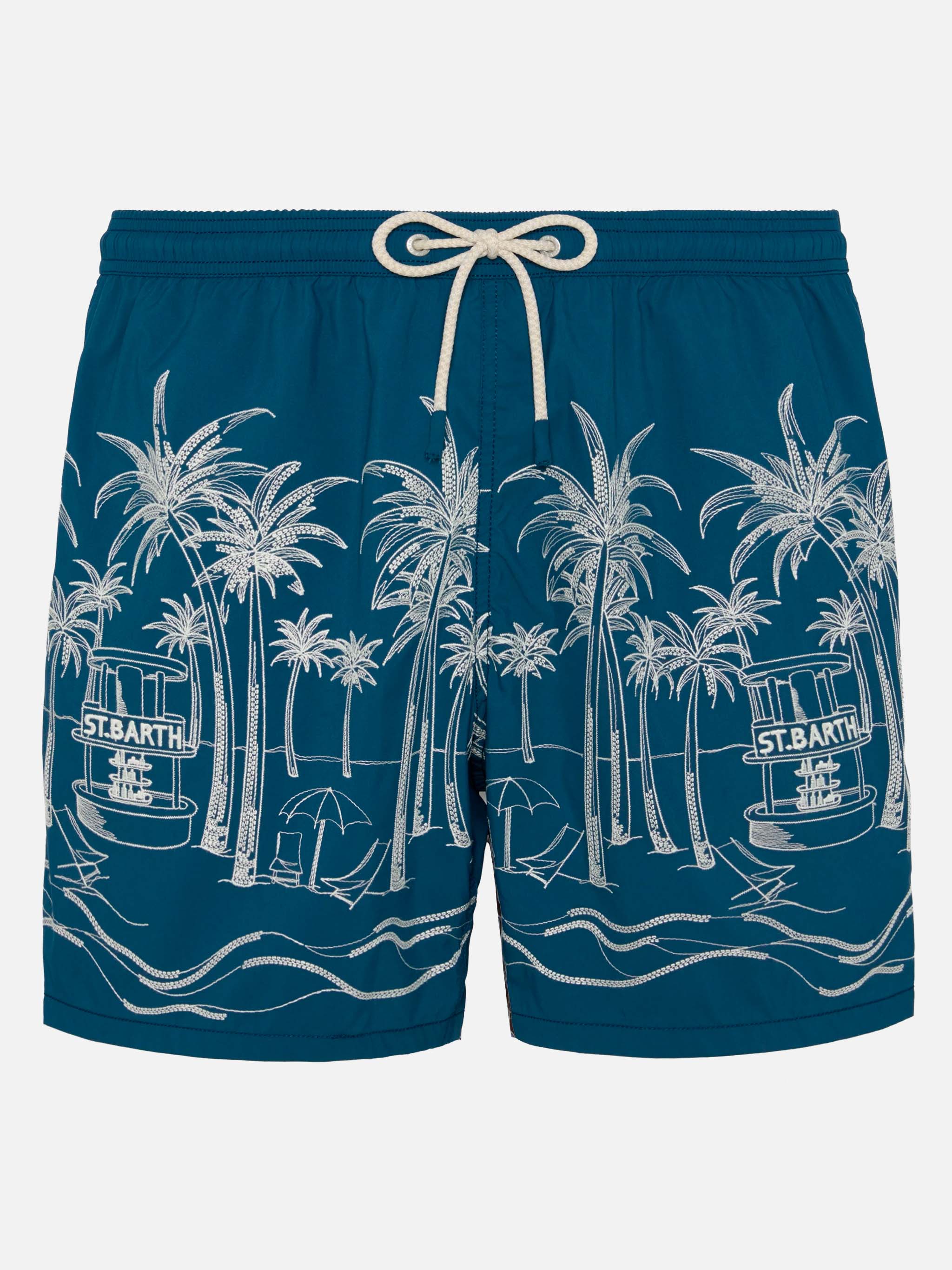 Mid-Length Swim Shorts Patmos The Riviera With Embroidery Blue Swimshort