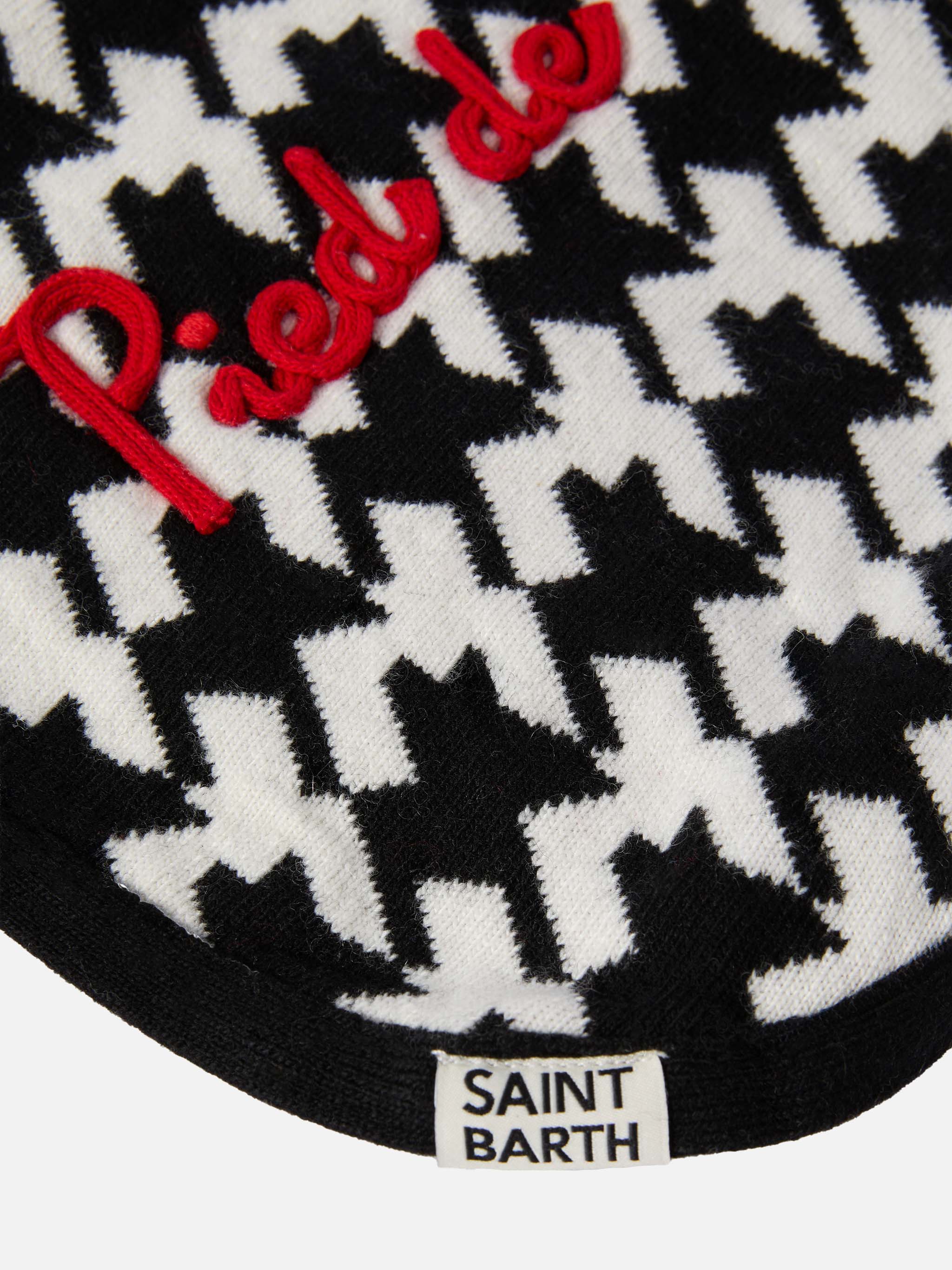 Dog Sweater With Pied De Chien Embroidery Black