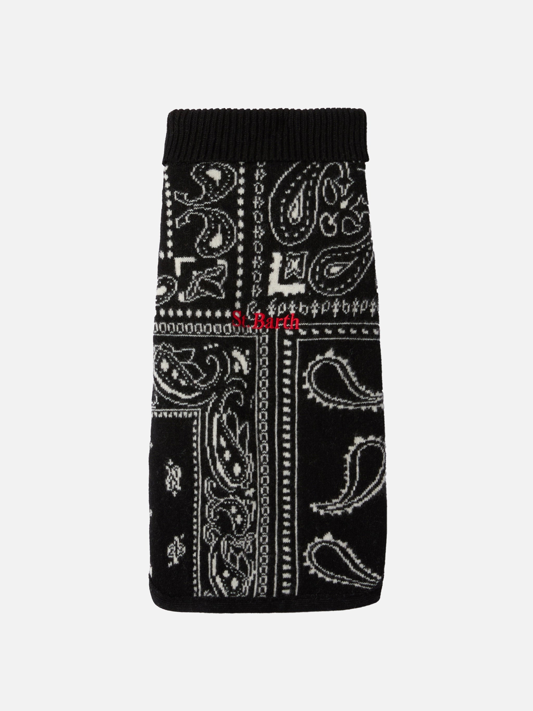 Dog Sweater With Bandana Print Black