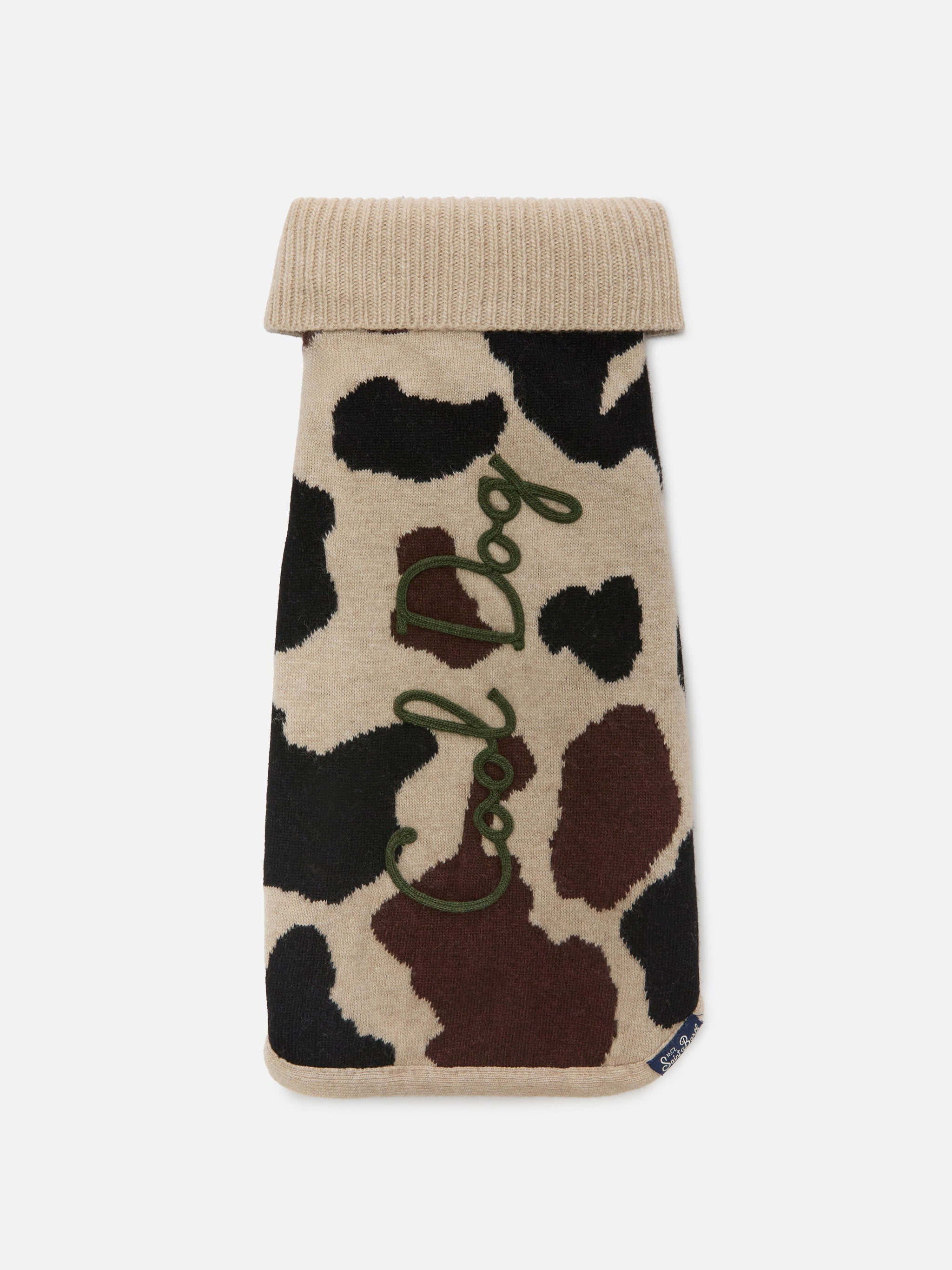 Dog Sweater With Cow Skin Jacquard And Cool Embroidery White