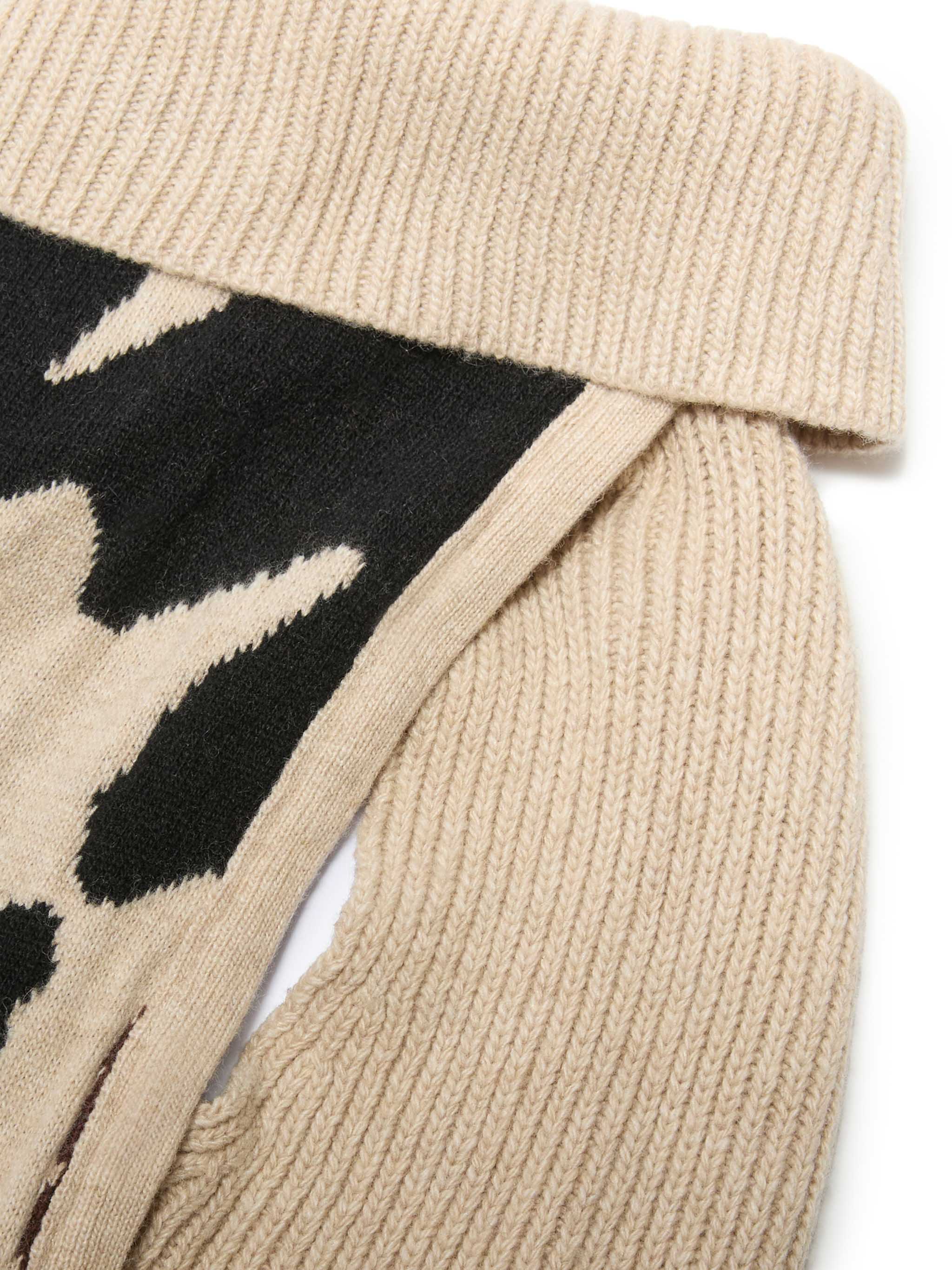 Dog Sweater With Cow Skin Jacquard And Cool Embroidery White