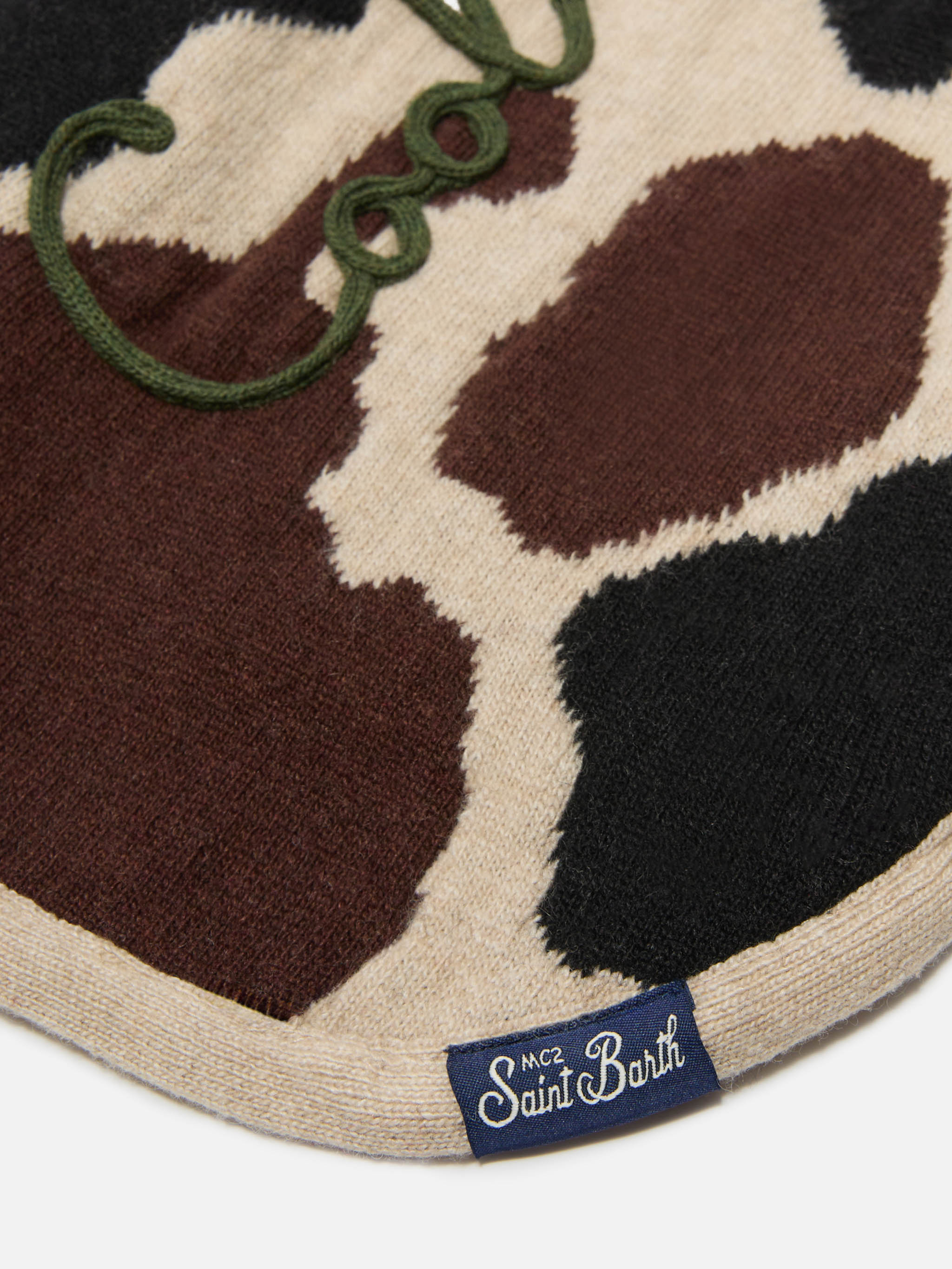 Dog Sweater With Cow Skin Jacquard And Cool Embroidery White